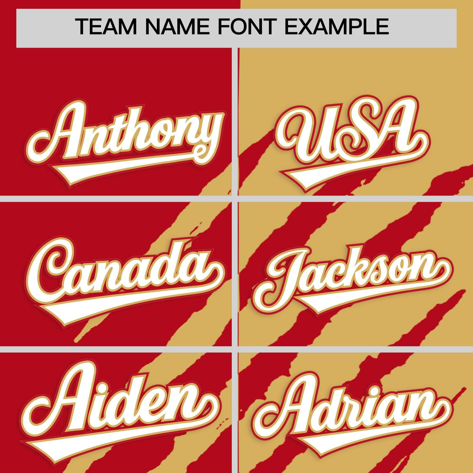 Custom Red Old Gold Split Tiger Claw Scratch Pattern Baseball Jersey