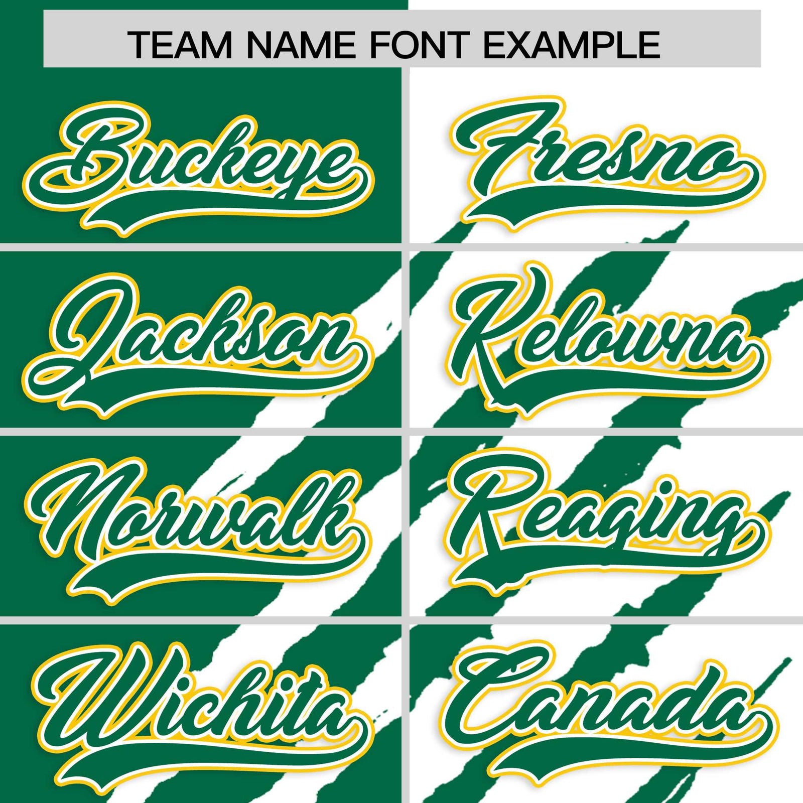 Custom Kelly Green White Split Tiger Claw Scratch Pattern Baseball Jersey