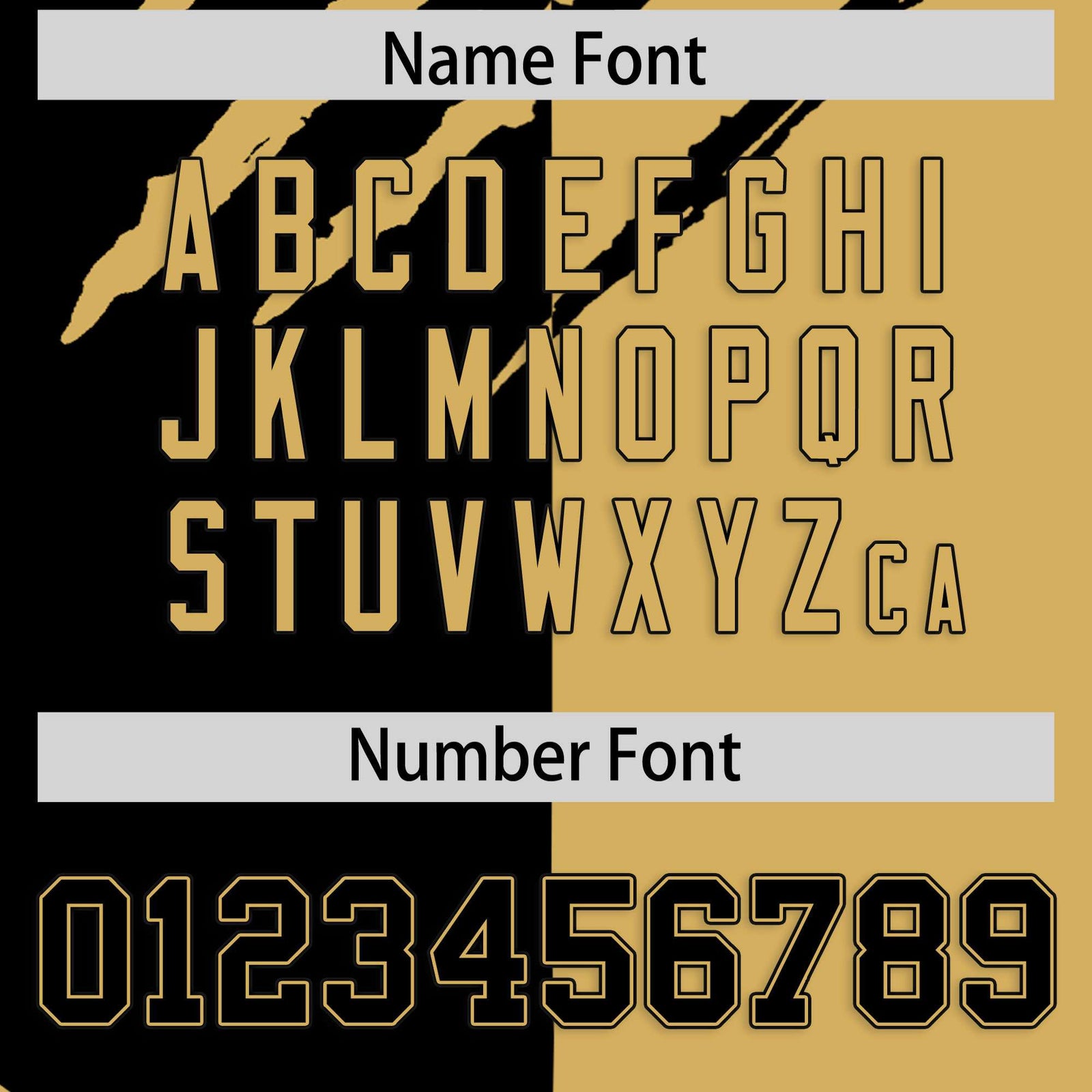 Custom Black Old Gold Split Tiger Claw Scratch Pattern Baseball Jersey