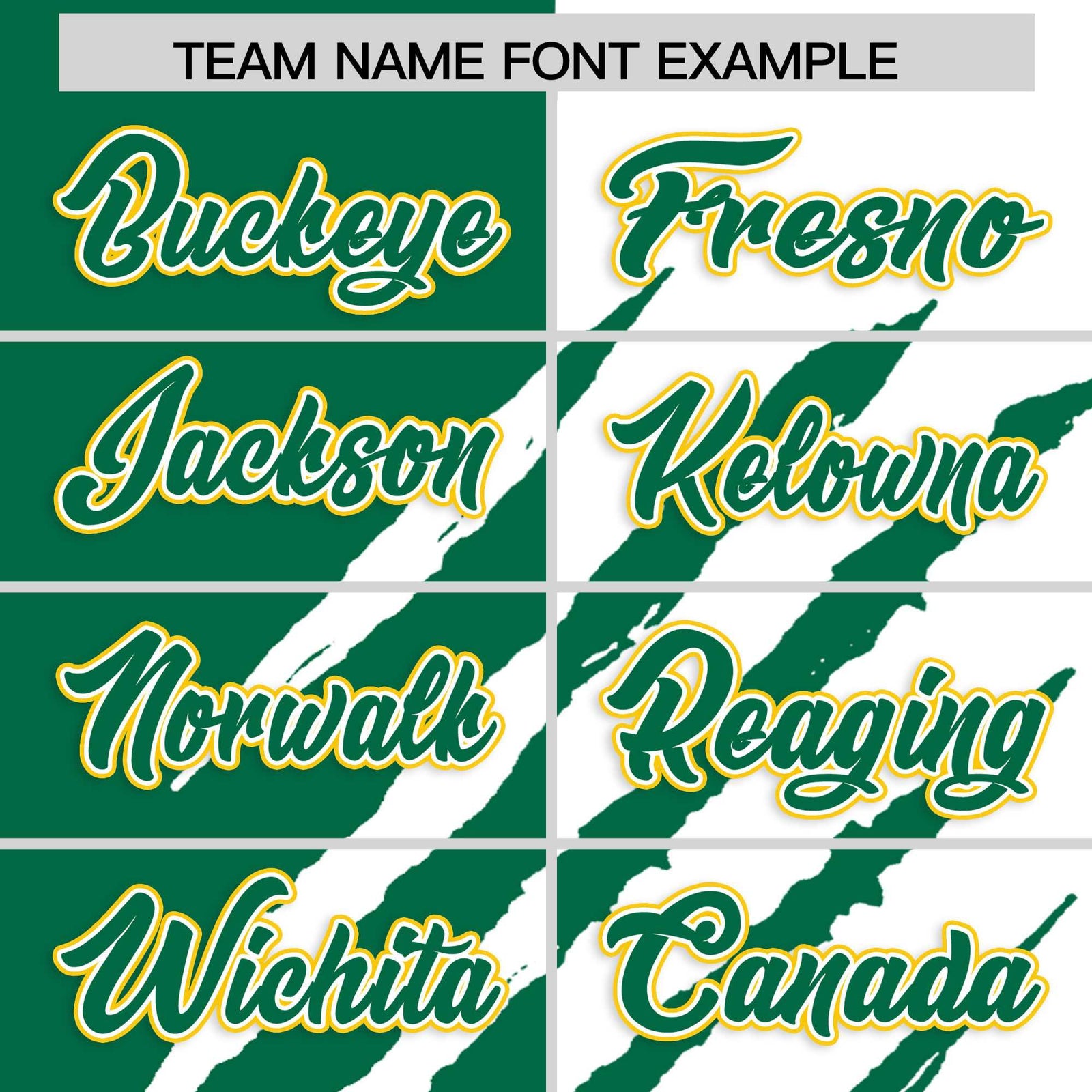 Custom Kelly Green White Split Tiger Claw Scratch Pattern Baseball Jersey