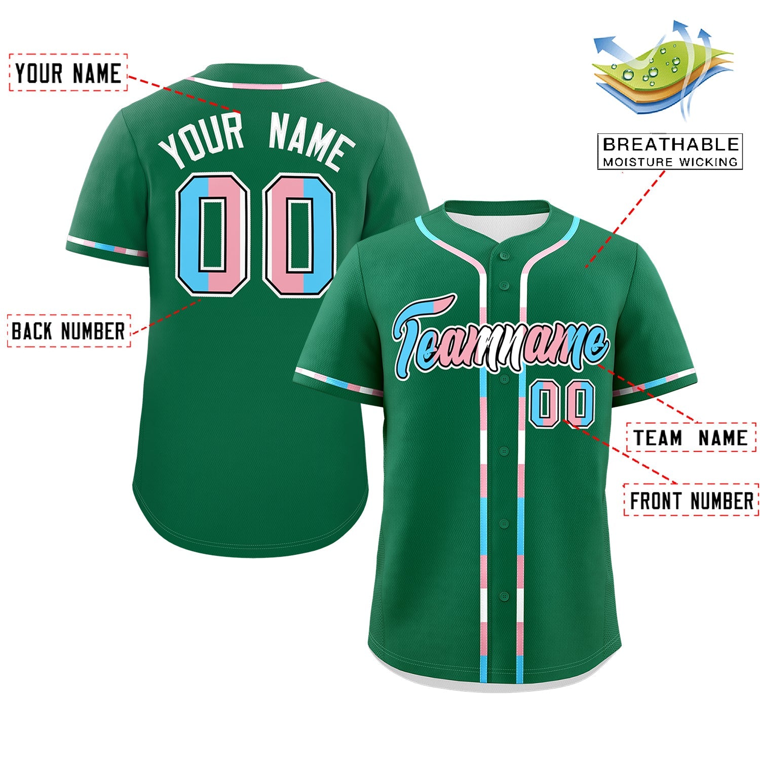Custom Kelly Green Transgender For Pride Month Classic Style Baseball Jersey| KXKSHOP