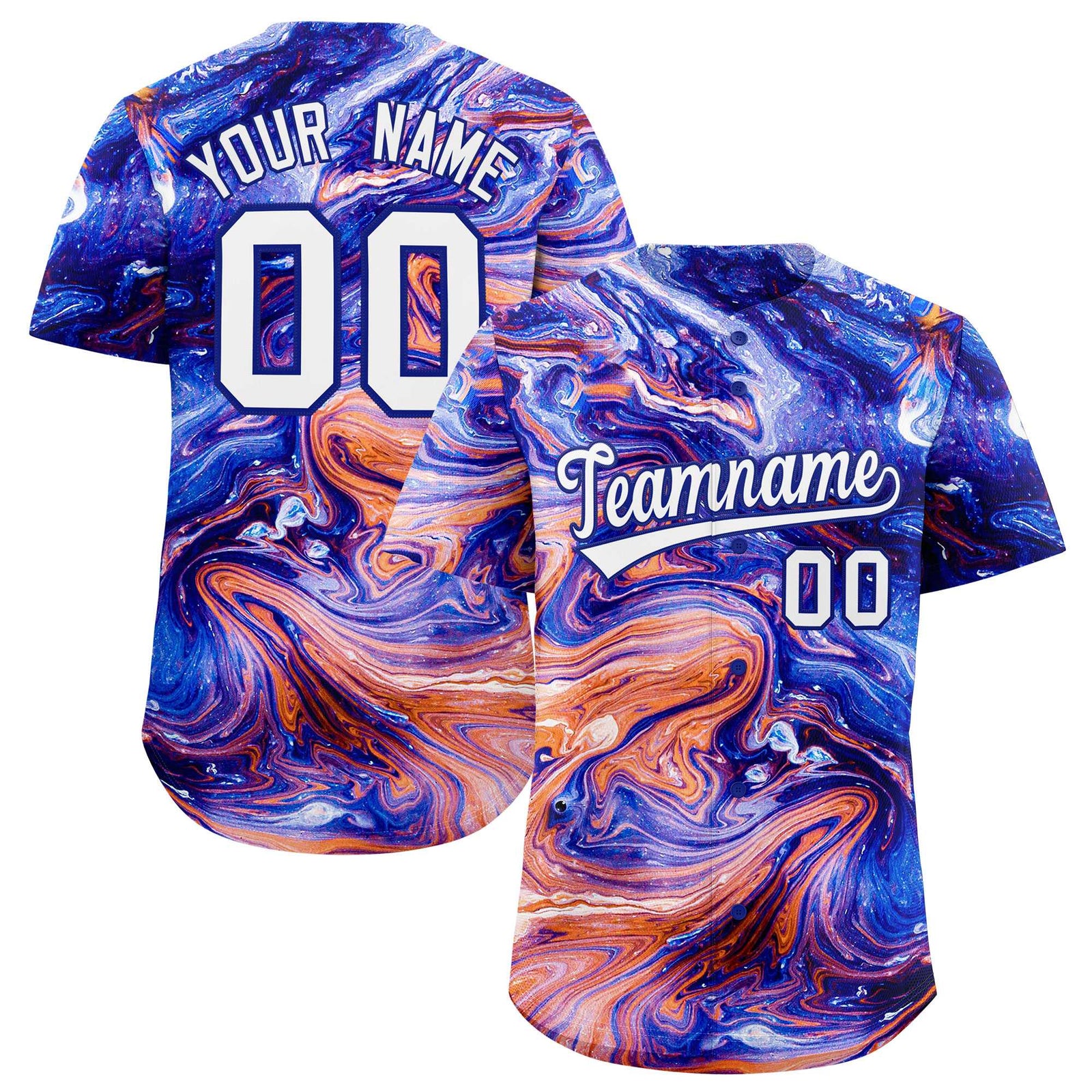 Custom Multi Color Split Fashion Fluid Pattern Authentic Baseball Jersey