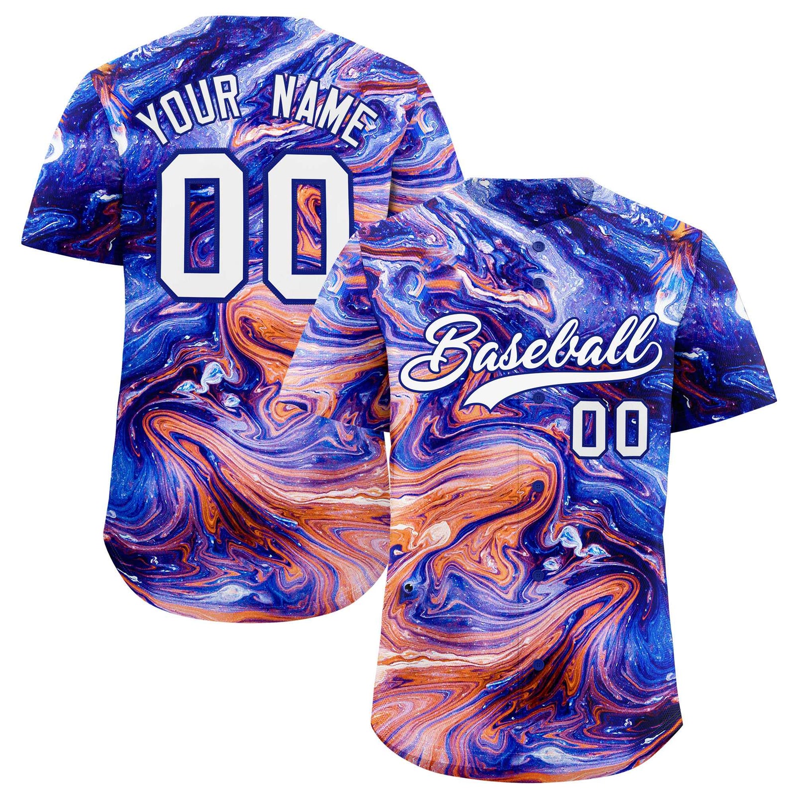 Custom Multi Color Split Fashion Fluid Pattern Authentic Baseball Jersey