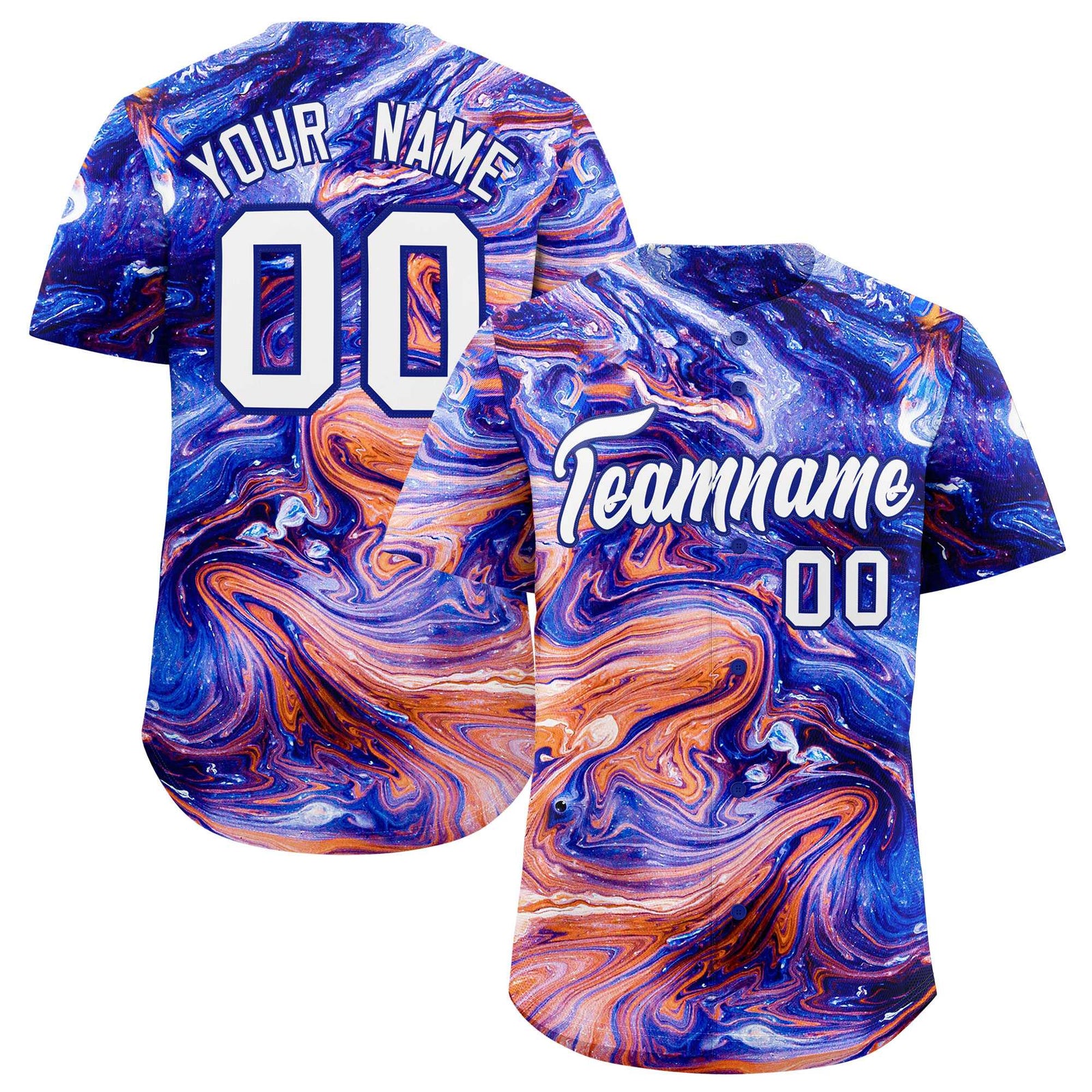 Custom Multi Color Split Fashion Fluid Pattern Authentic Baseball Jersey