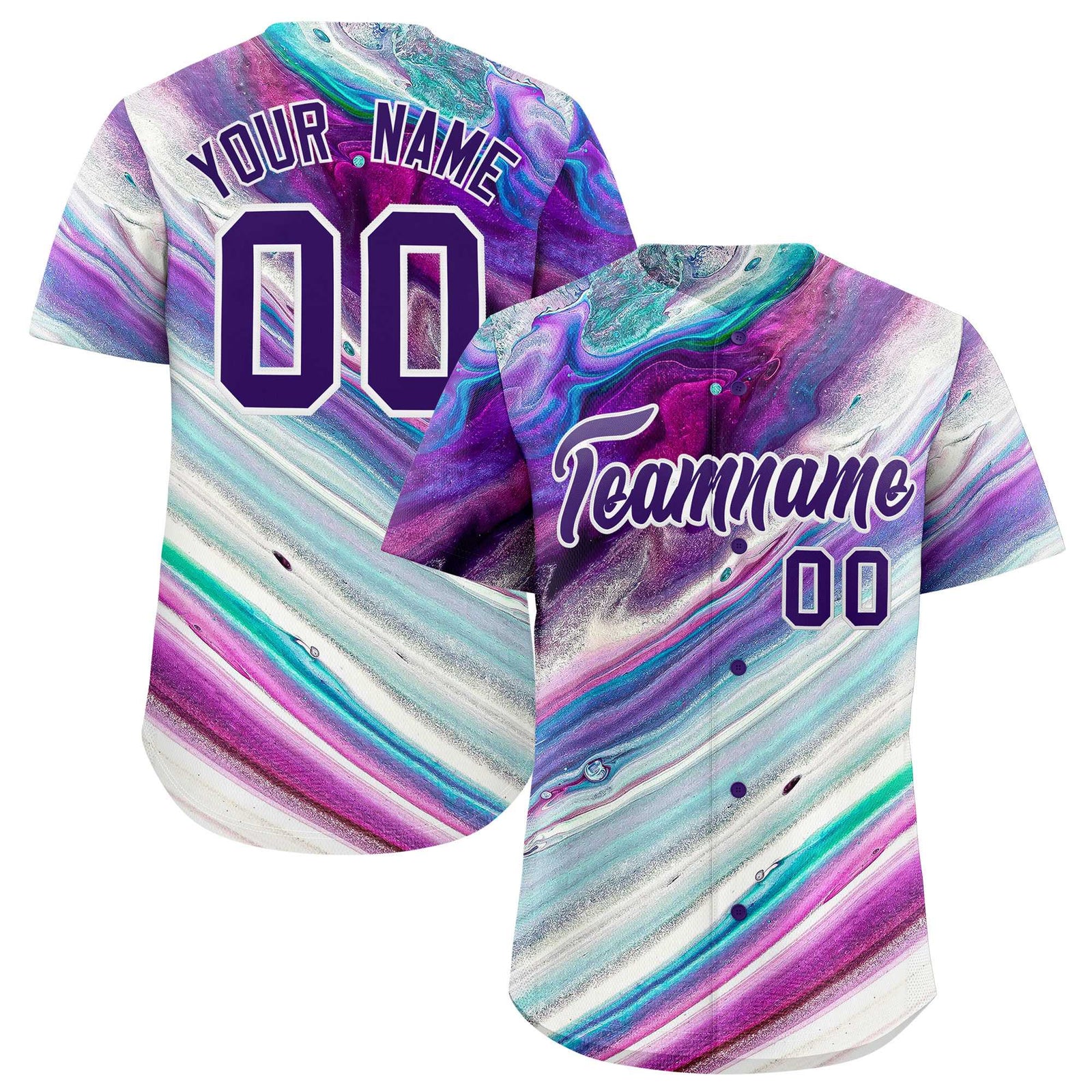 Custom Multi Color Split Fashion Fluid Pattern Authentic Baseball Jersey