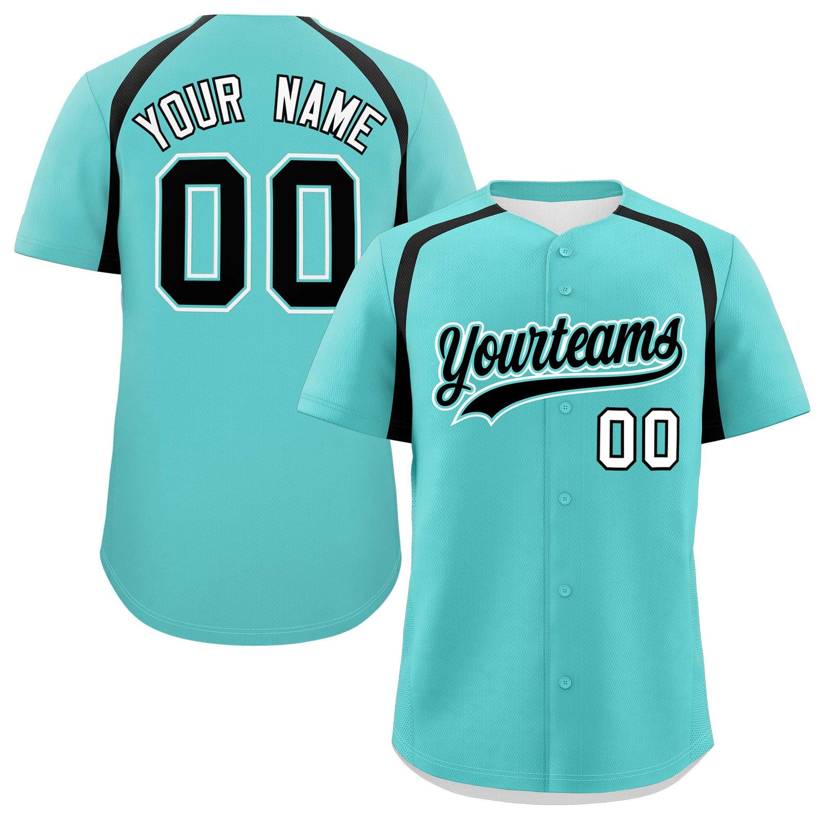 Custom Bright Green Black Personalized Color Block Authentic Baseball Jersey