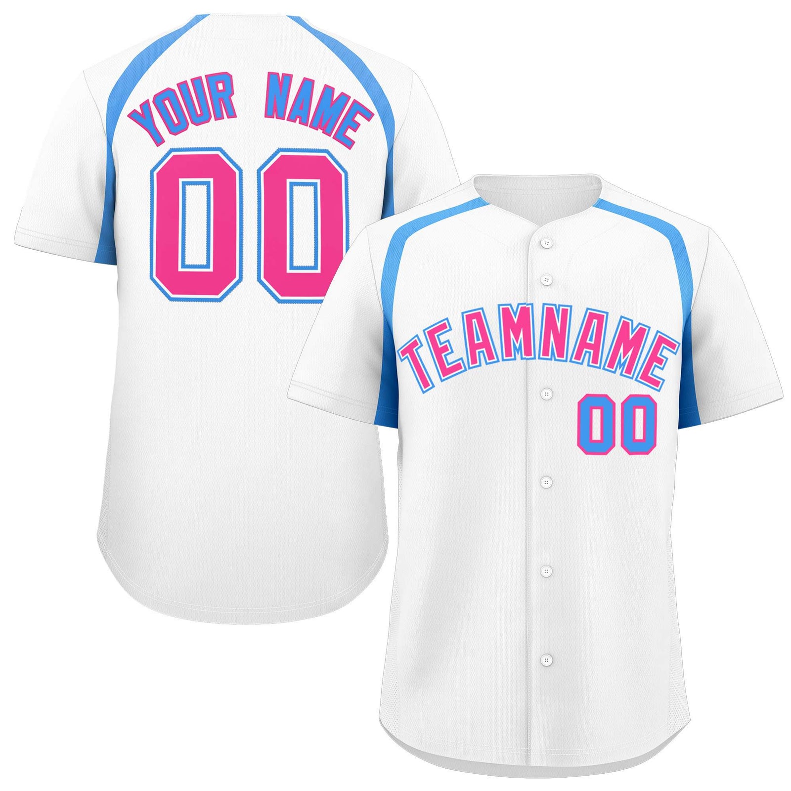 Custom White Powder Blue Personalized Color Block Authentic Baseball Jersey