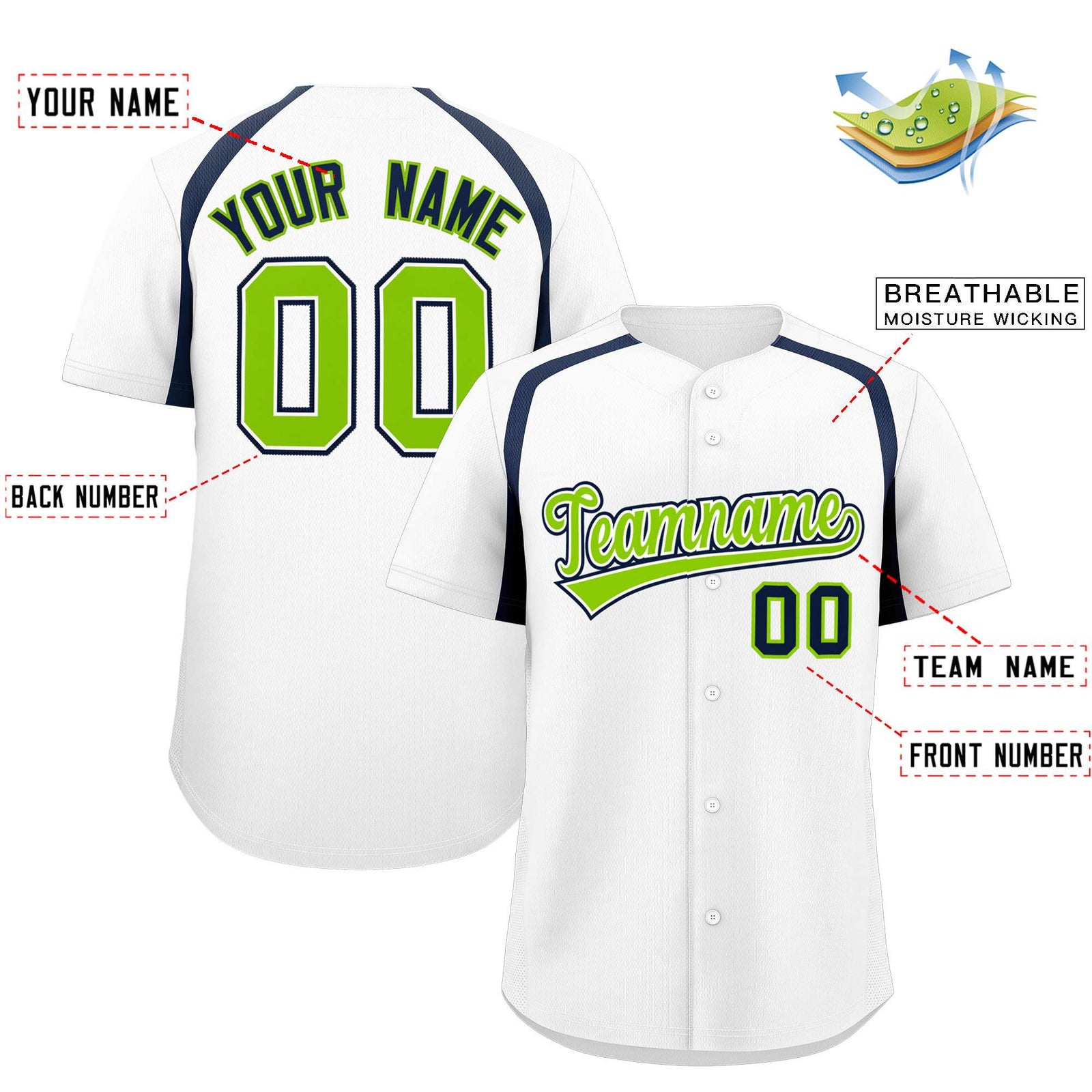 Custom White Navy Personalized Color Block Authentic Baseball Jersey