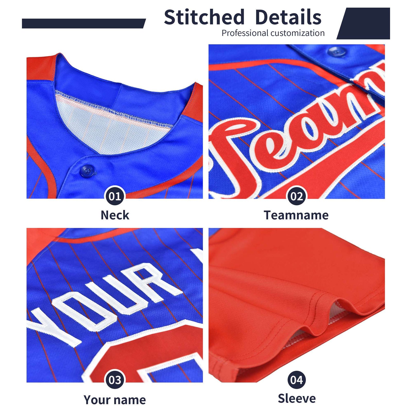 Custom Royal Red Personalized Color Block Authentic Baseball Jersey