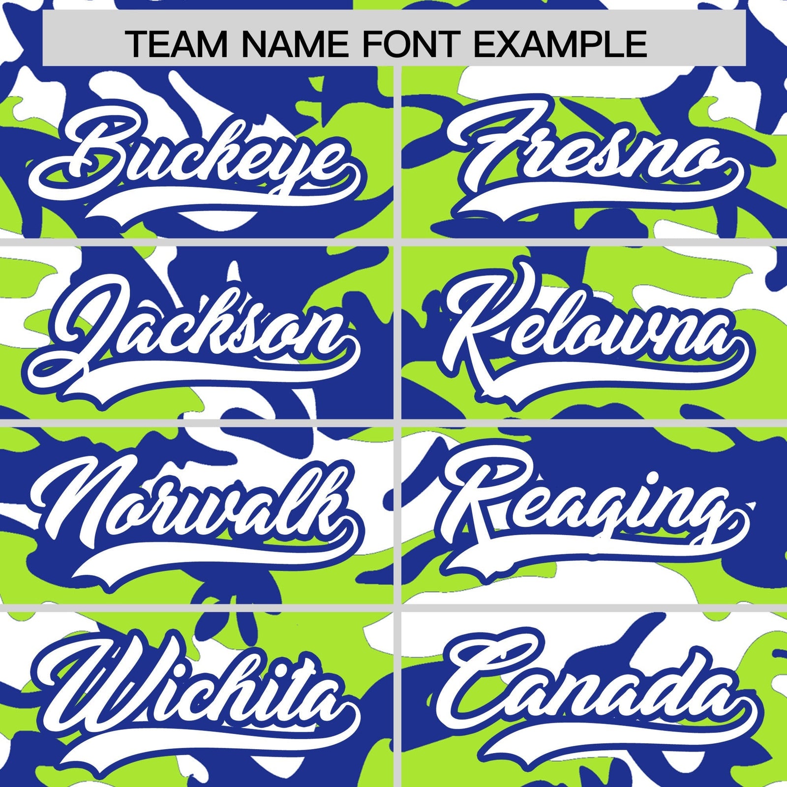 Custom Neon Green Royal Blue White Camo Gradient Fashion Baseball Jersey | Perfect for Training,Sublimation Printed & Stitched,Add Name and Numbern,Perfect for Teams | KXKSHOP