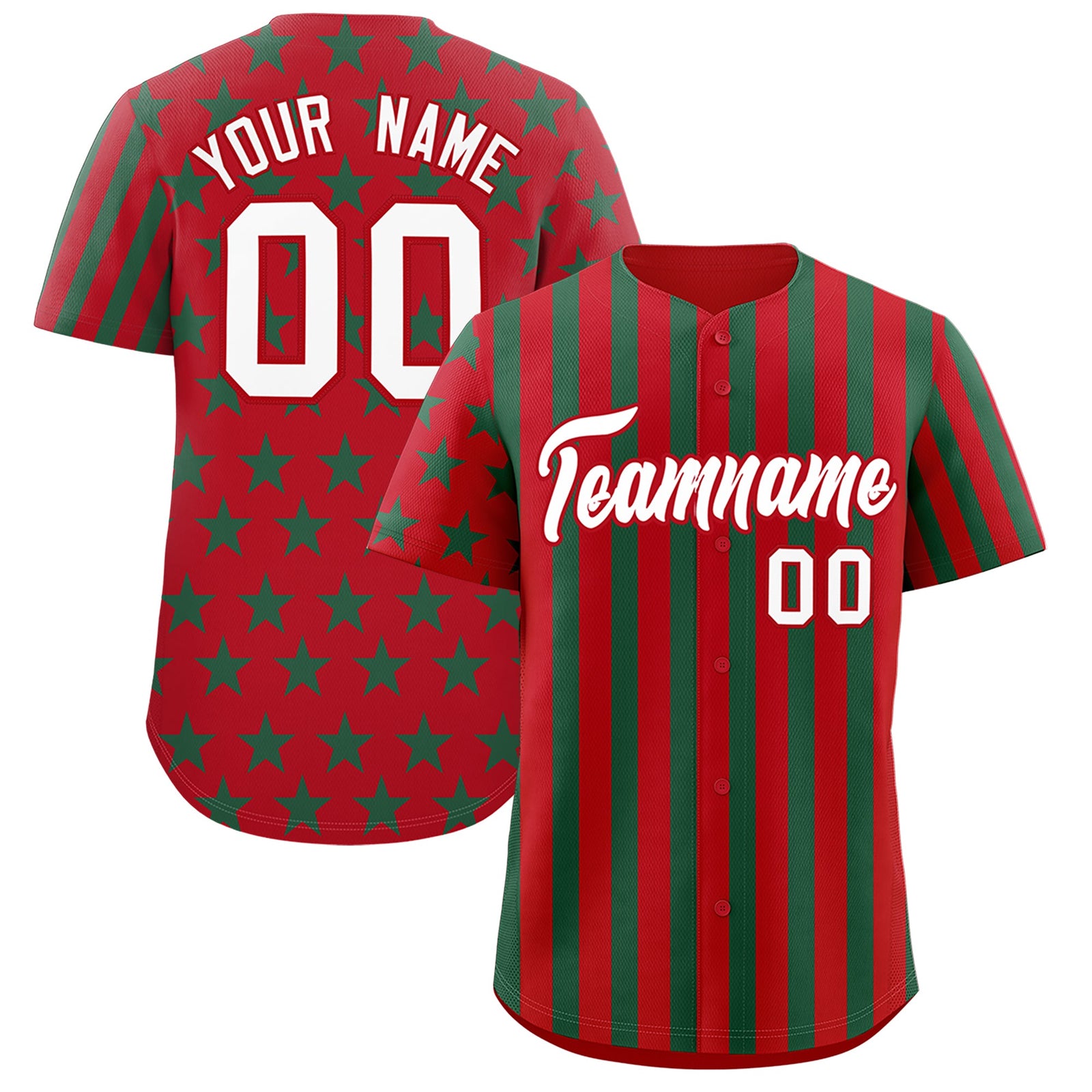 Custom Red Kelly Green American Flag Graffiti Pattern Baseball Jersey| KXKSHOP
