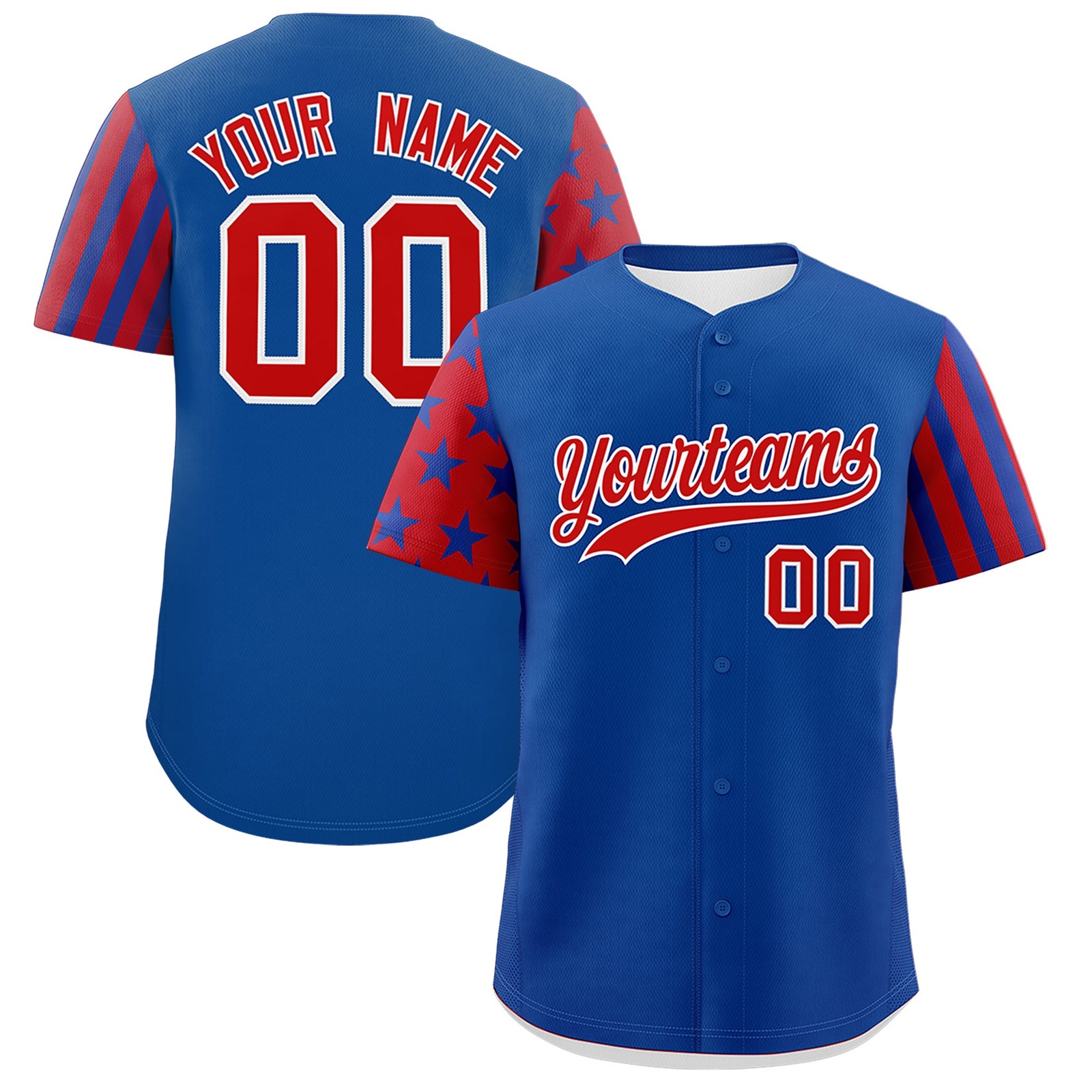 Custom Royal Blue Red American Flag Raglan Sleeves Baseball Jersey| KXKSHOP