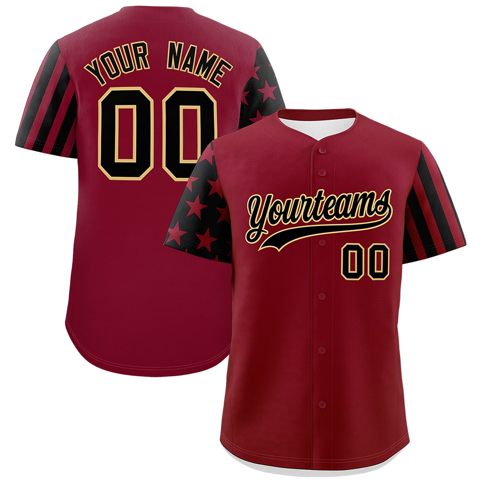 Custom Crimson Black American Flag Raglan Sleeves Baseball Jersey| KXKSHOP