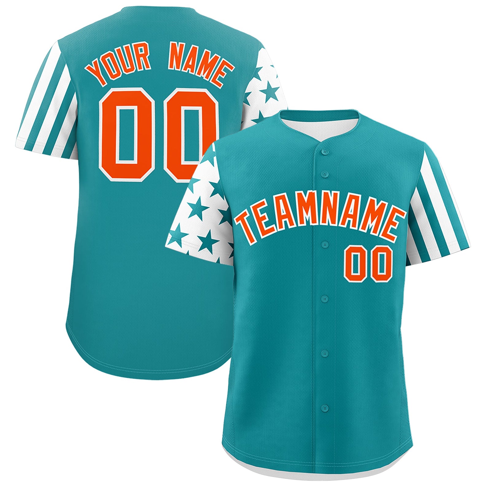 Custom Aqua White American Flag Raglan Sleeves Baseball Jersey| KXKSHOP