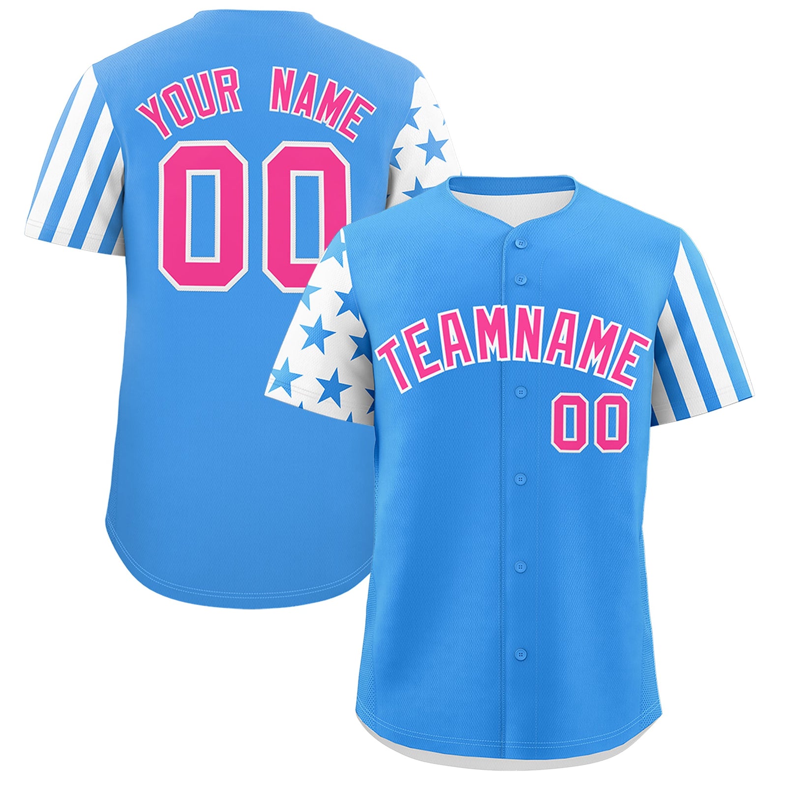 Custom Powder Blue White American Flag Raglan Sleeves Baseball Jersey| KXKSHOP