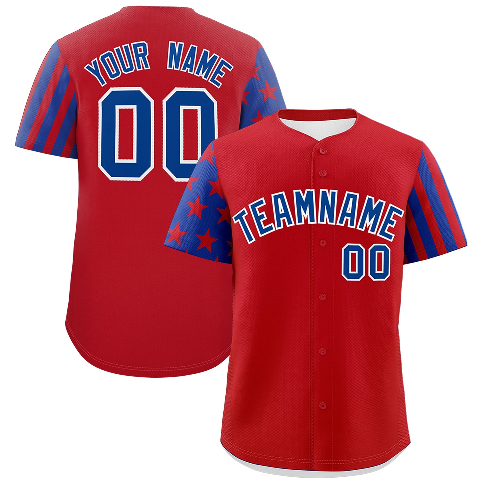 Custom Red Royal Blue American Flag Raglan Sleeves Baseball Jersey| KXKSHOP