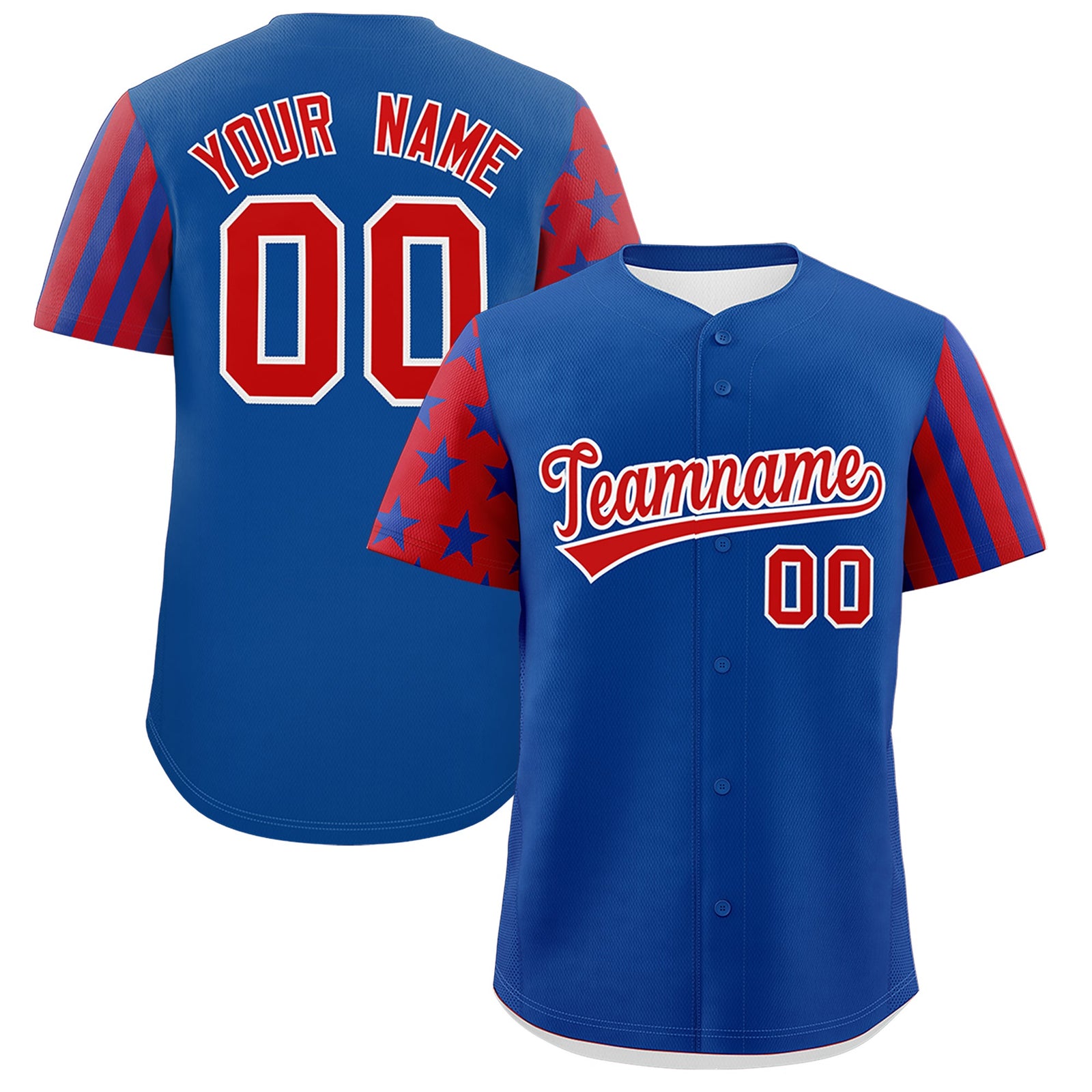 Custom Royal Blue Red American Flag Raglan Sleeves Baseball Jersey| KXKSHOP