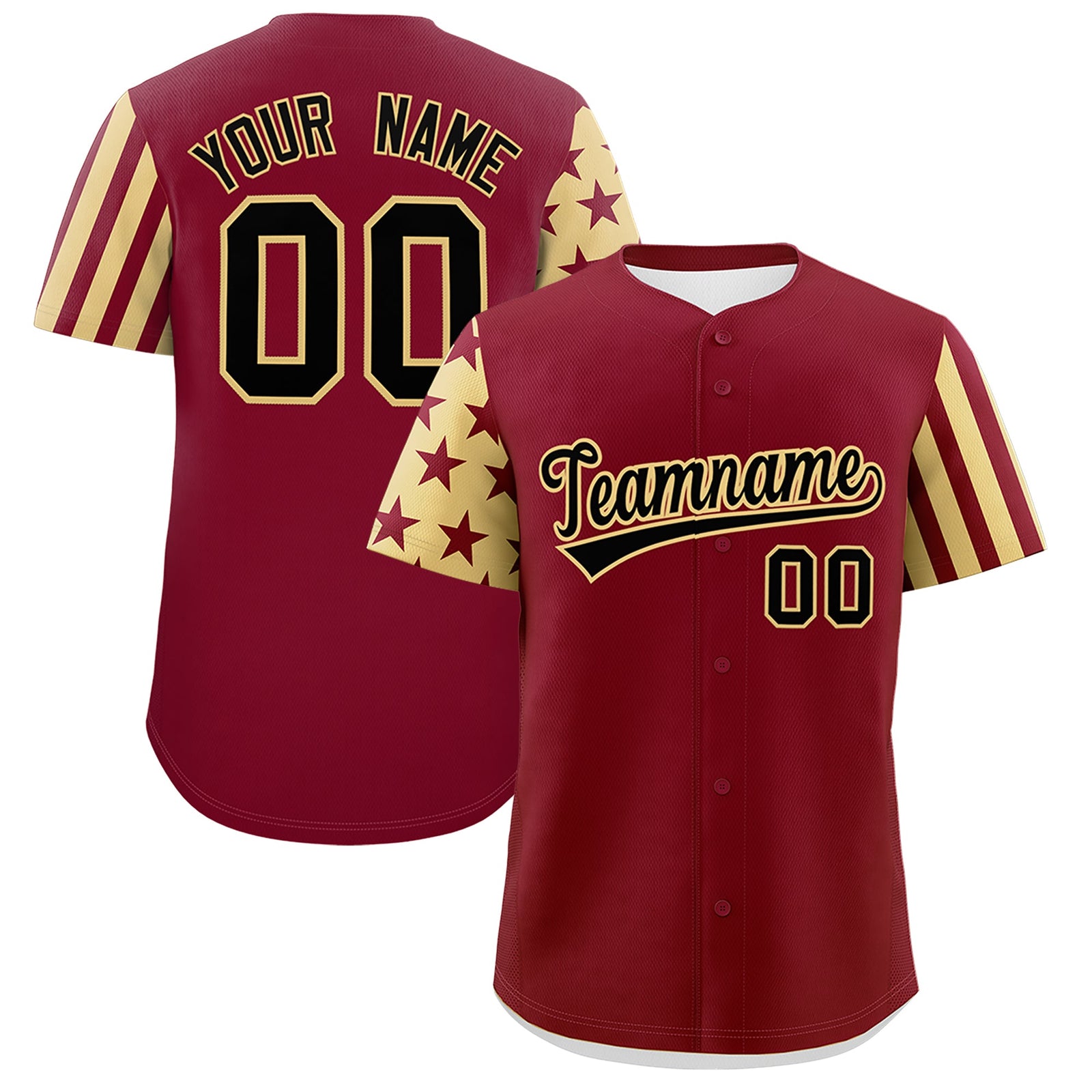 Custom Crimson Khaki American Flag Raglan Sleeves Baseball Jersey| KXKSHOP