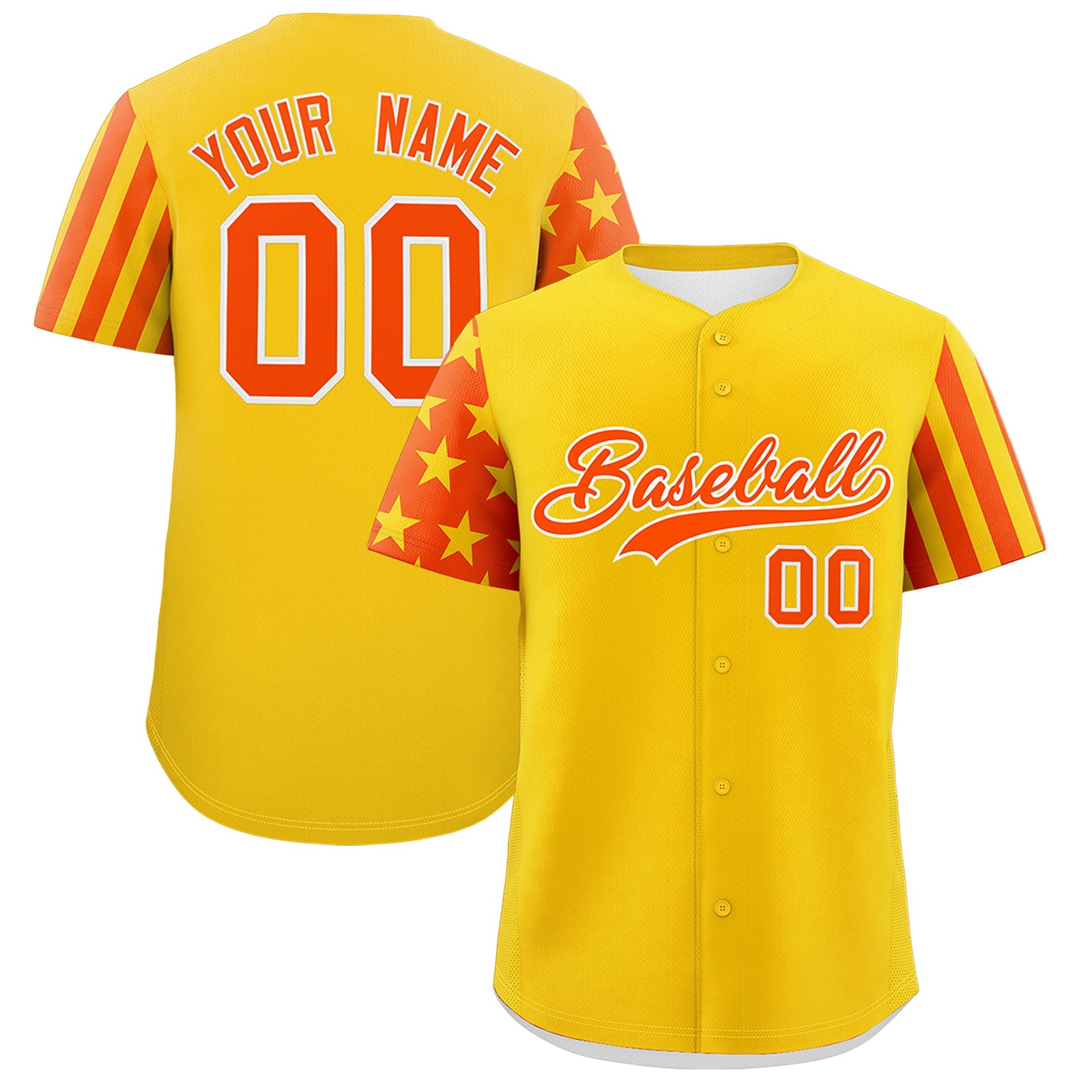 Custom Gold Orange American Flag Raglan Sleeves Baseball Jersey| KXKSHOP