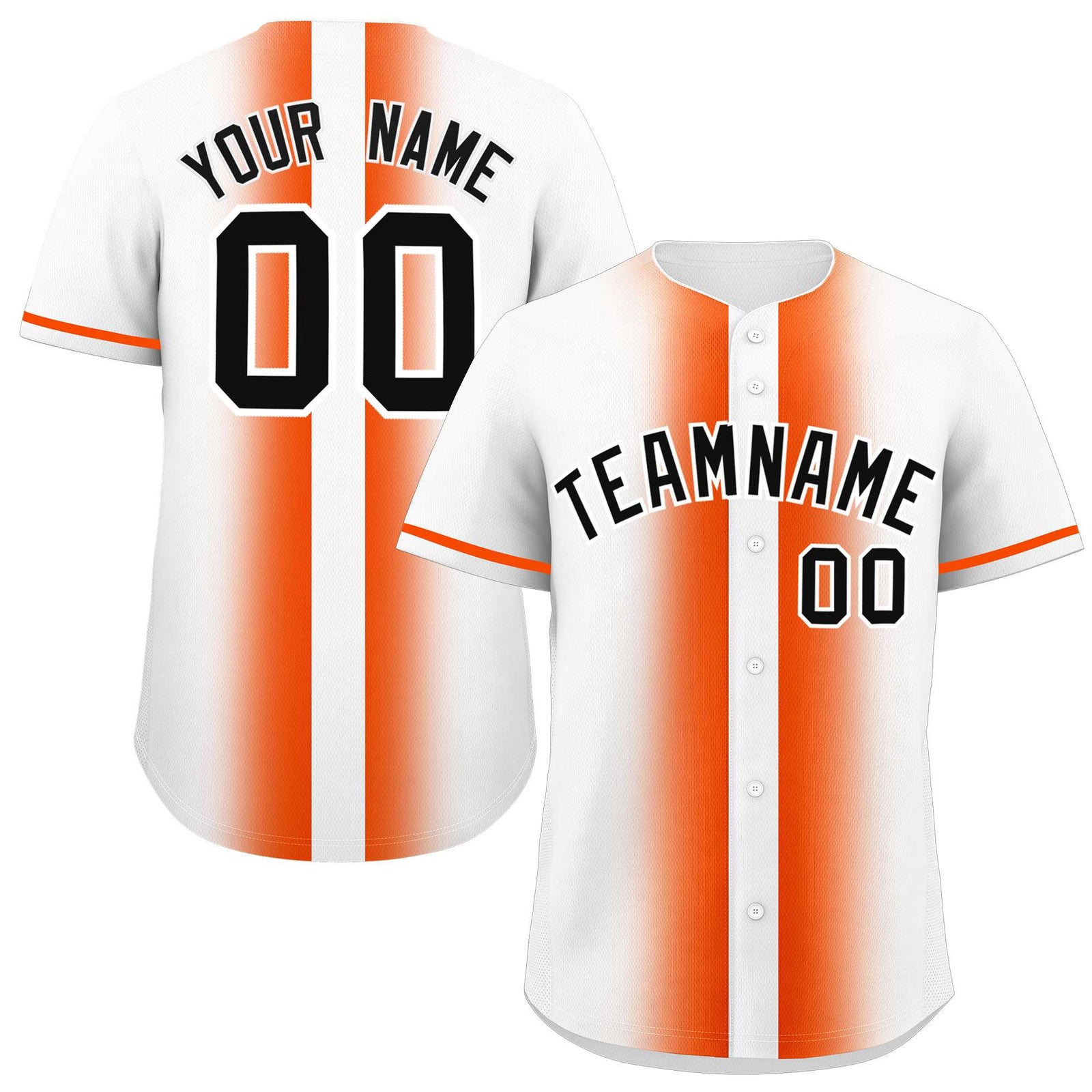 Custom White Orange Lapel Gradient Fashion Authentic Baseball Jersey