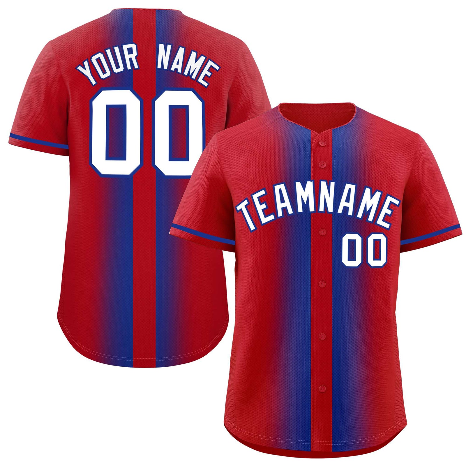 Custom Red Royal Lapel Gradient Fashion Authentic Baseball Jersey