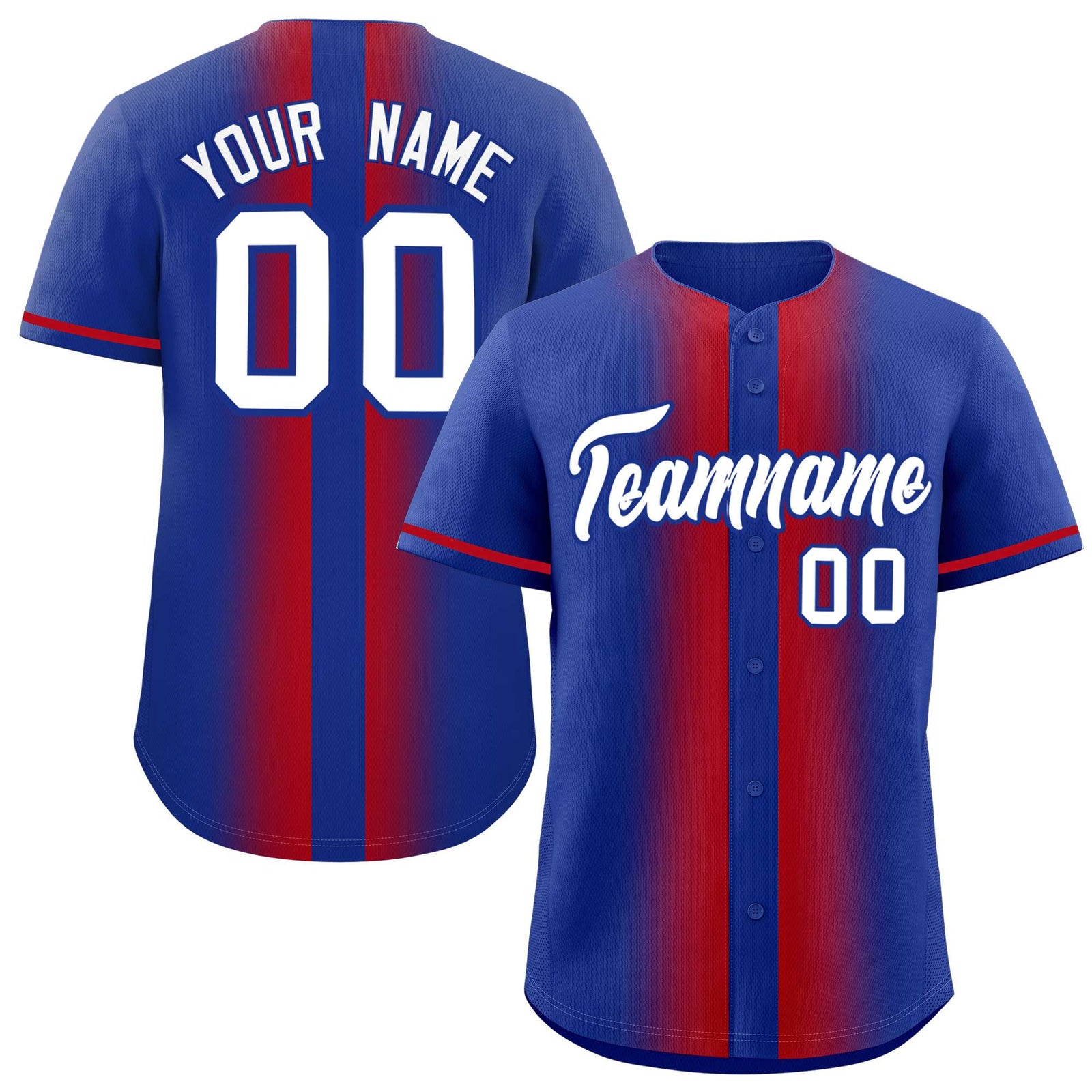 Custom Royal Red Lapel Gradient Fashion Authentic Baseball Jersey
