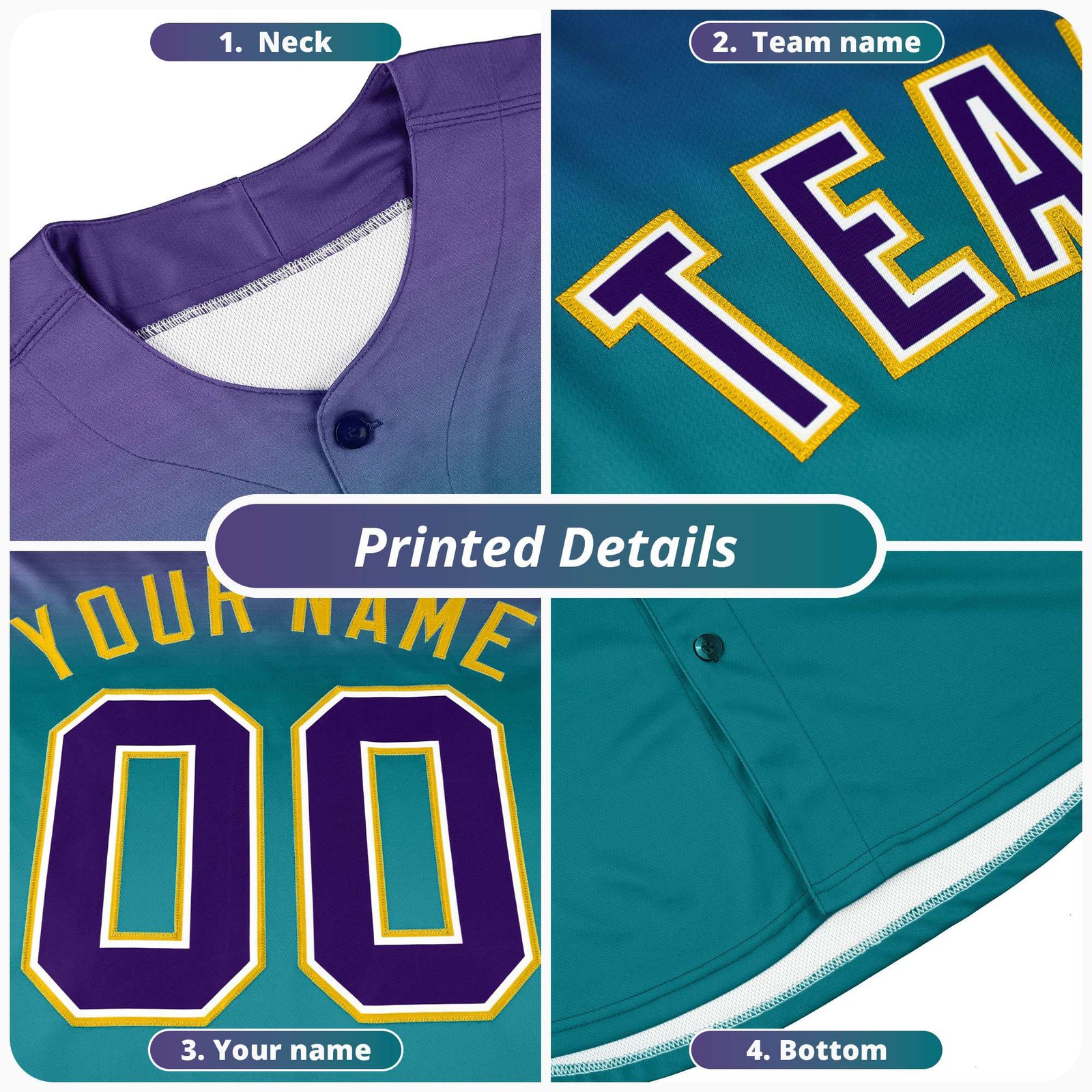 Custom Kelly Green Black Lapel Gradient Fashion Authentic Baseball Jersey