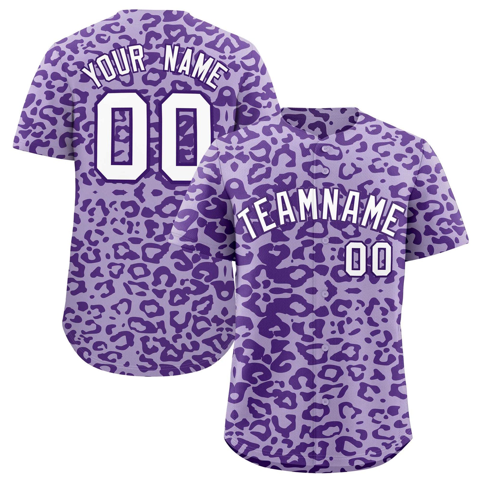 Custom Light Purple Purple Leopard Print Pattern Authentic Baseball Jersey