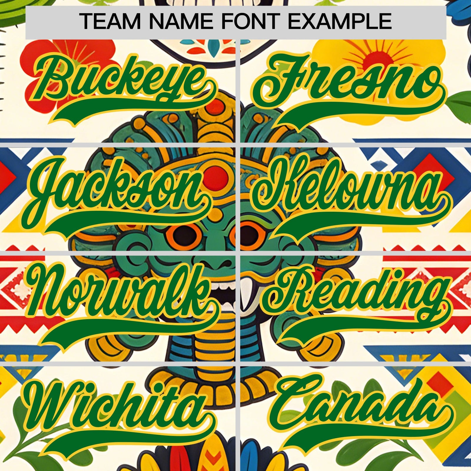 Custom White Kelly Green Gold Graffiti Pattern Mexican style Stretch Fabric Baseball Jersey| KXKSHOP