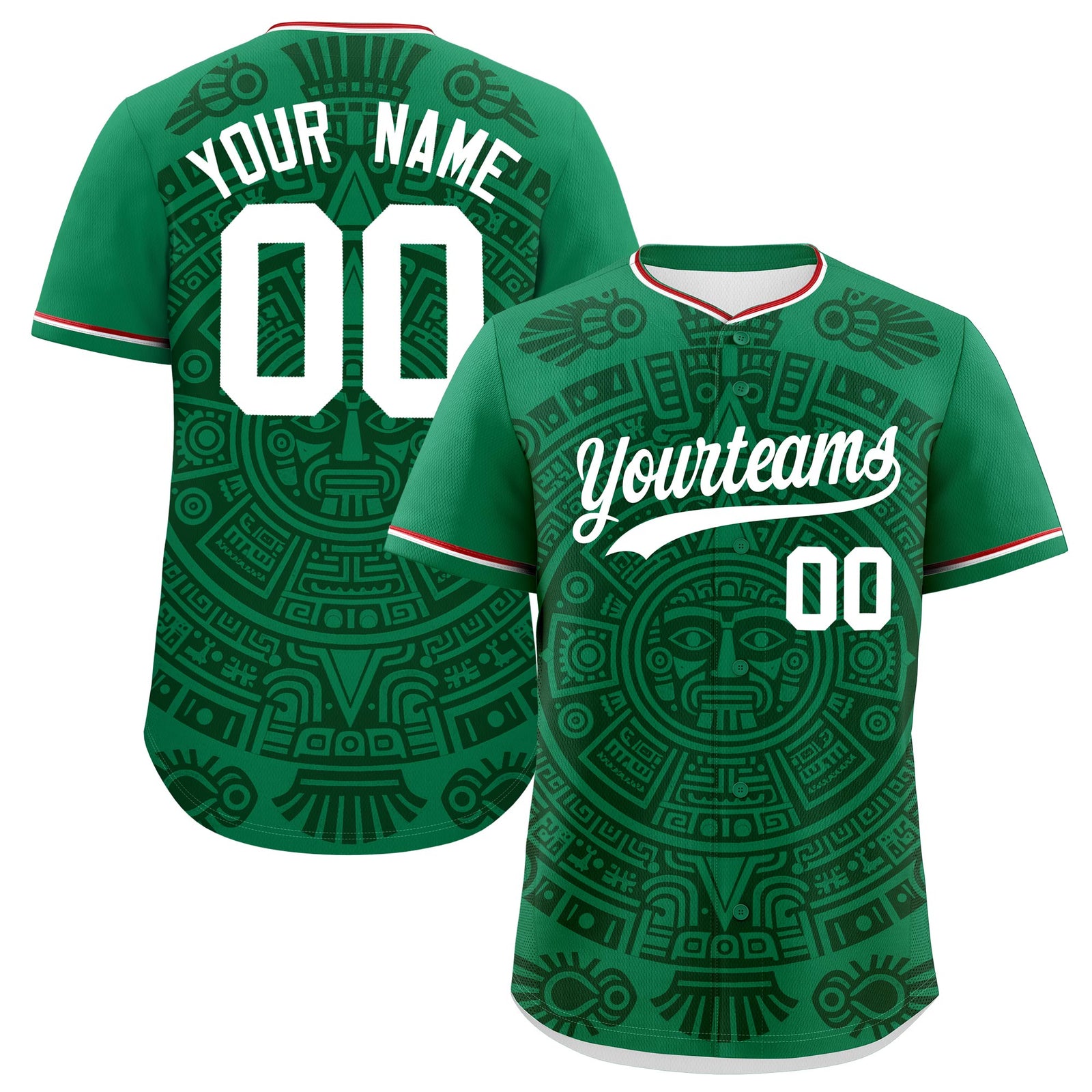 Custom Kelly Green Dark Green White Graffiti Pattern Mexican style Stretch Fabric Baseball Jersey| KXKSHOP