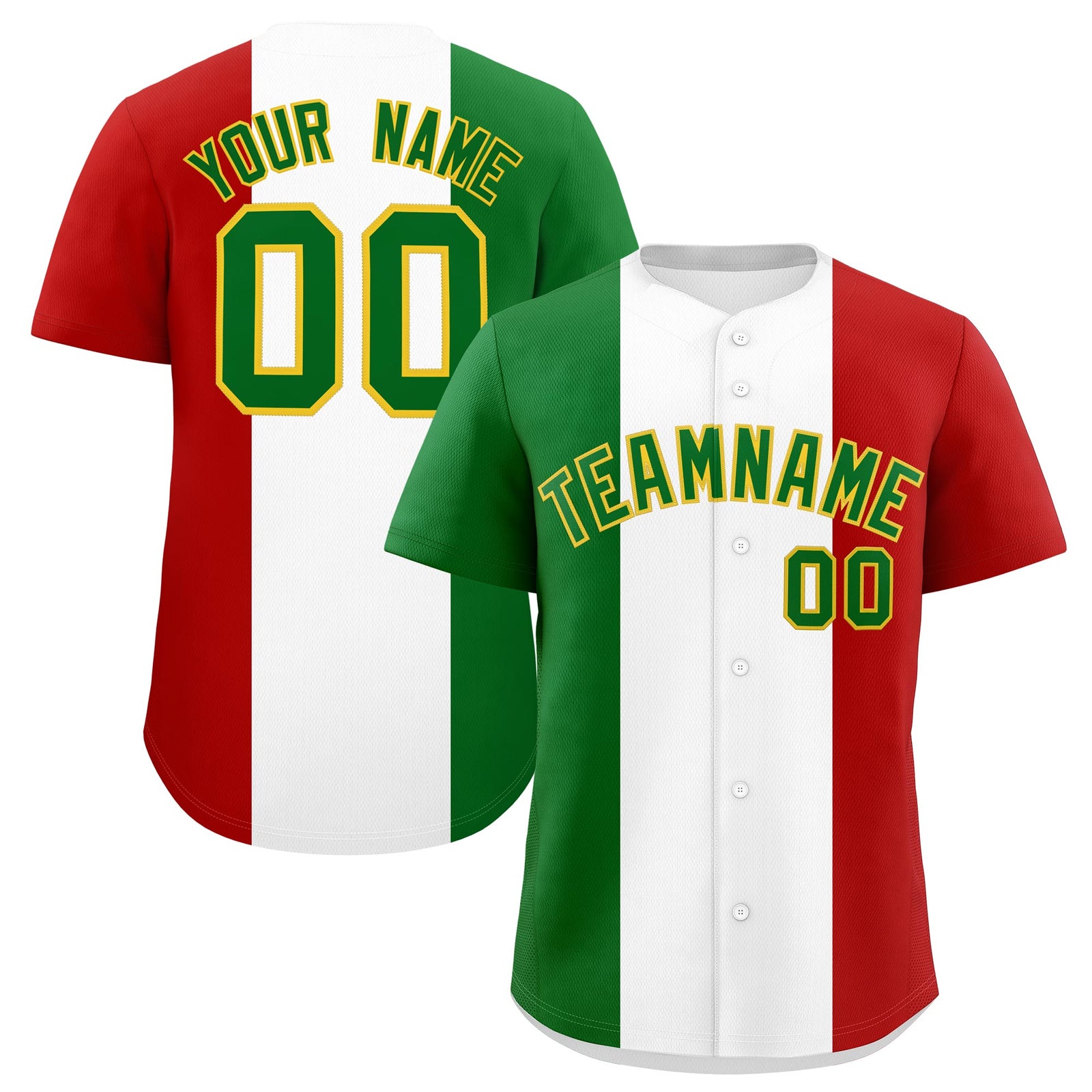 Custom Kelly Green White Red Graffiti Pattern Mexican style Stretch Fabric Baseball Jersey| KXKSHOP