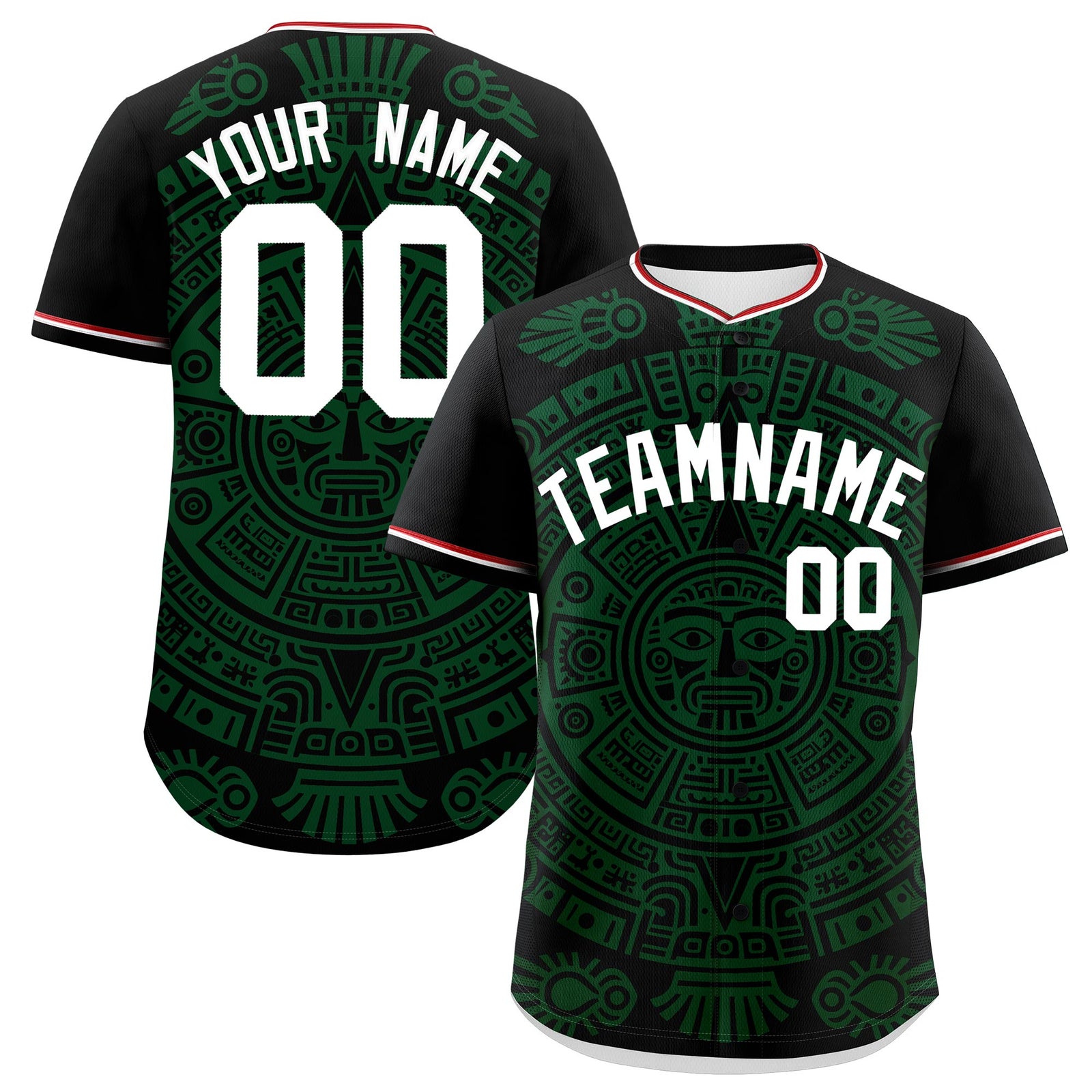 Custom Black Dark Green White Graffiti Pattern Mexican style Stretch Fabric Baseball Jersey| KXKSHOP