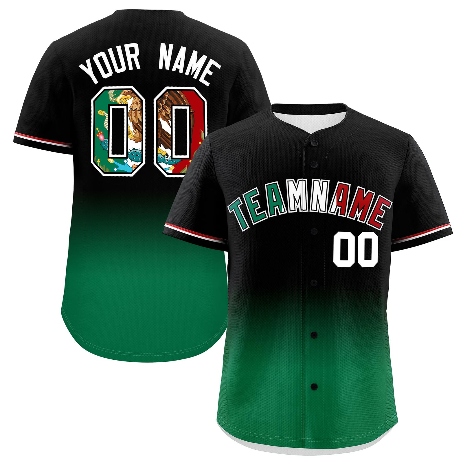 Custom Black Kelly Green White Graffiti Pattern Mexican style Stretch Fabric Baseball Jersey| KXKSHOP