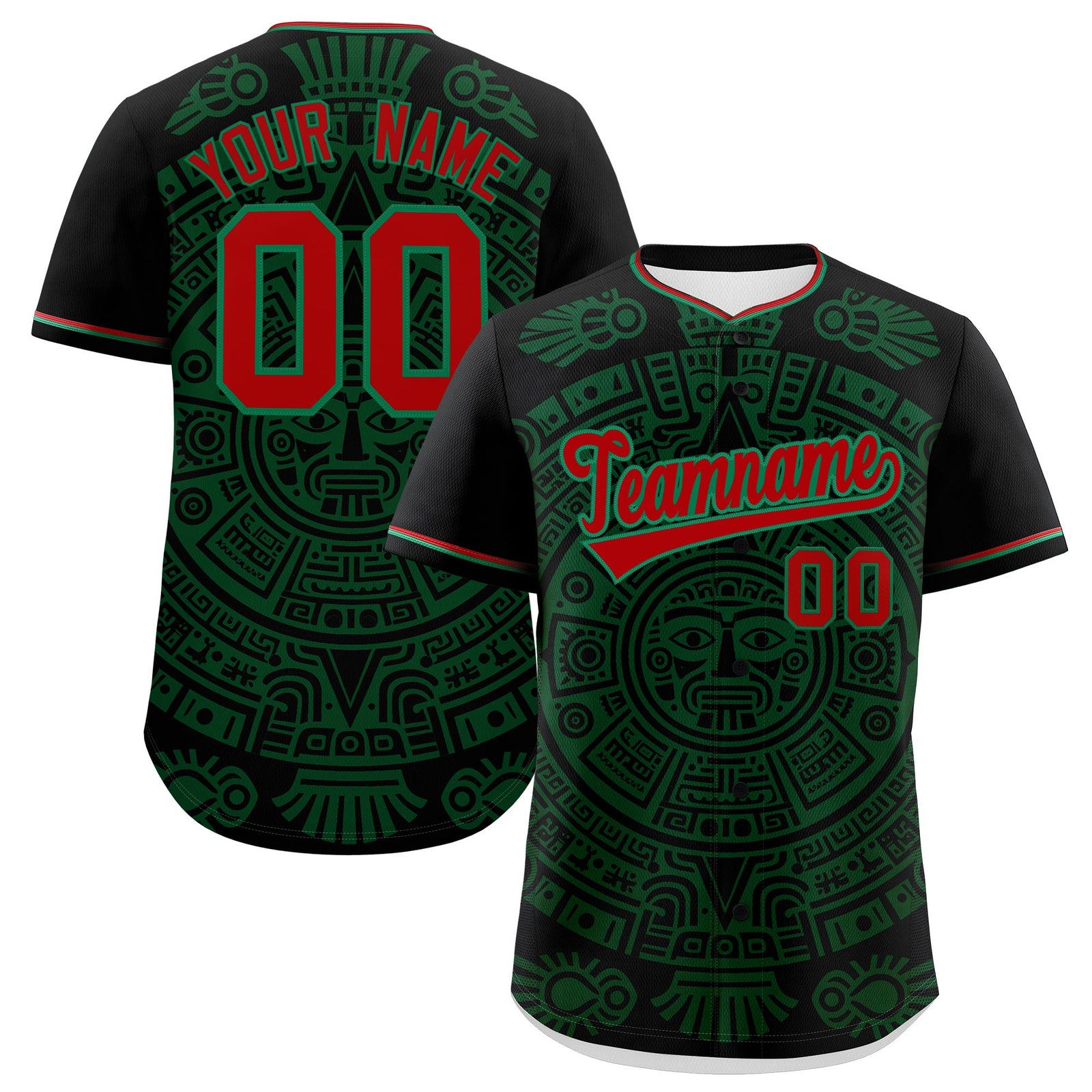 Custom Black Dark Green Kelly Green Graffiti Pattern Mexican style Stretch Fabric Baseball Jersey| KXKSHOP