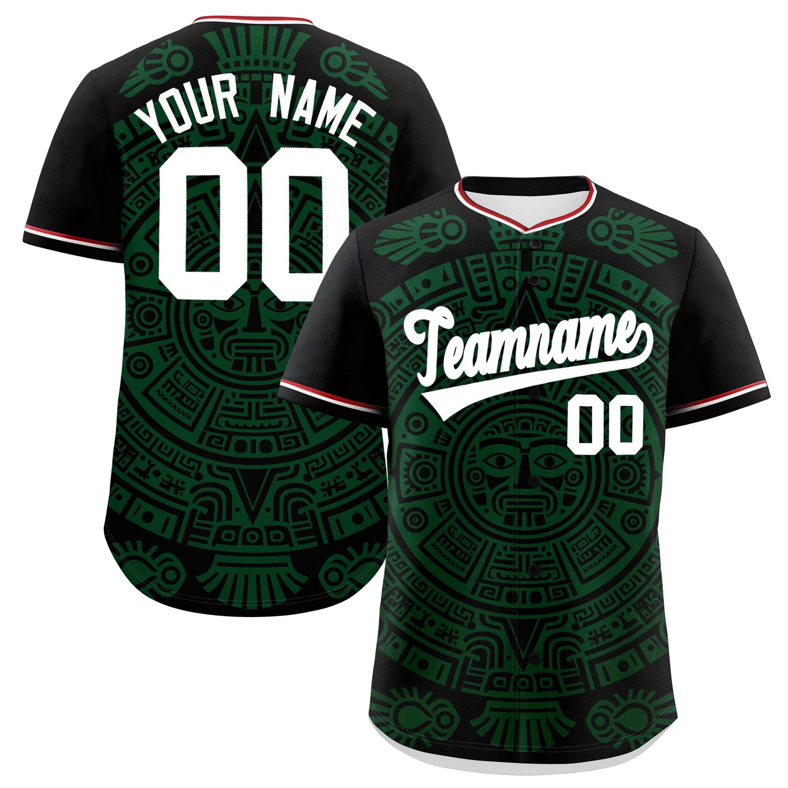 Custom Black Dark Green White Graffiti Pattern Mexican style Stretch Fabric Baseball Jersey| KXKSHOP