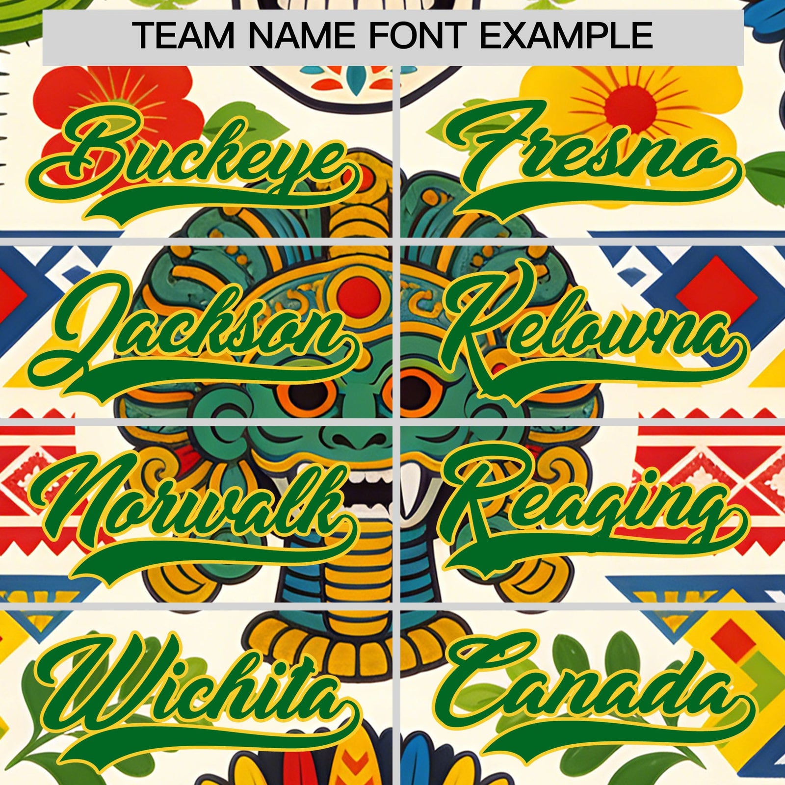 Custom White Kelly Green Gold Graffiti Pattern Mexican style Stretch Fabric Baseball Jersey| KXKSHOP