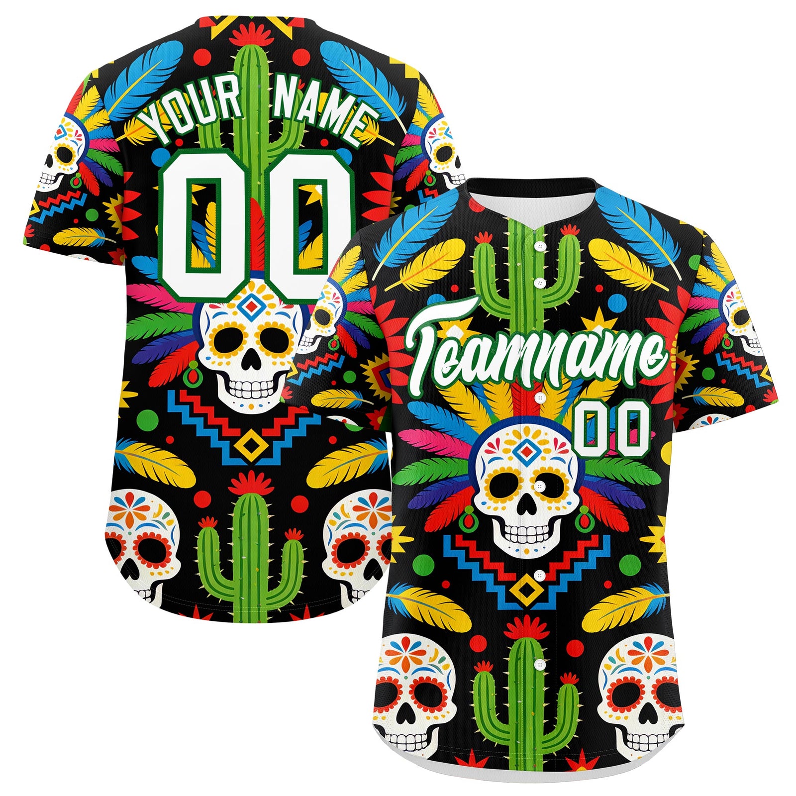 Custom Black White Kelly Green Graffiti Pattern Mexican style Stretch Fabric Baseball Jersey| KXKSHOP
