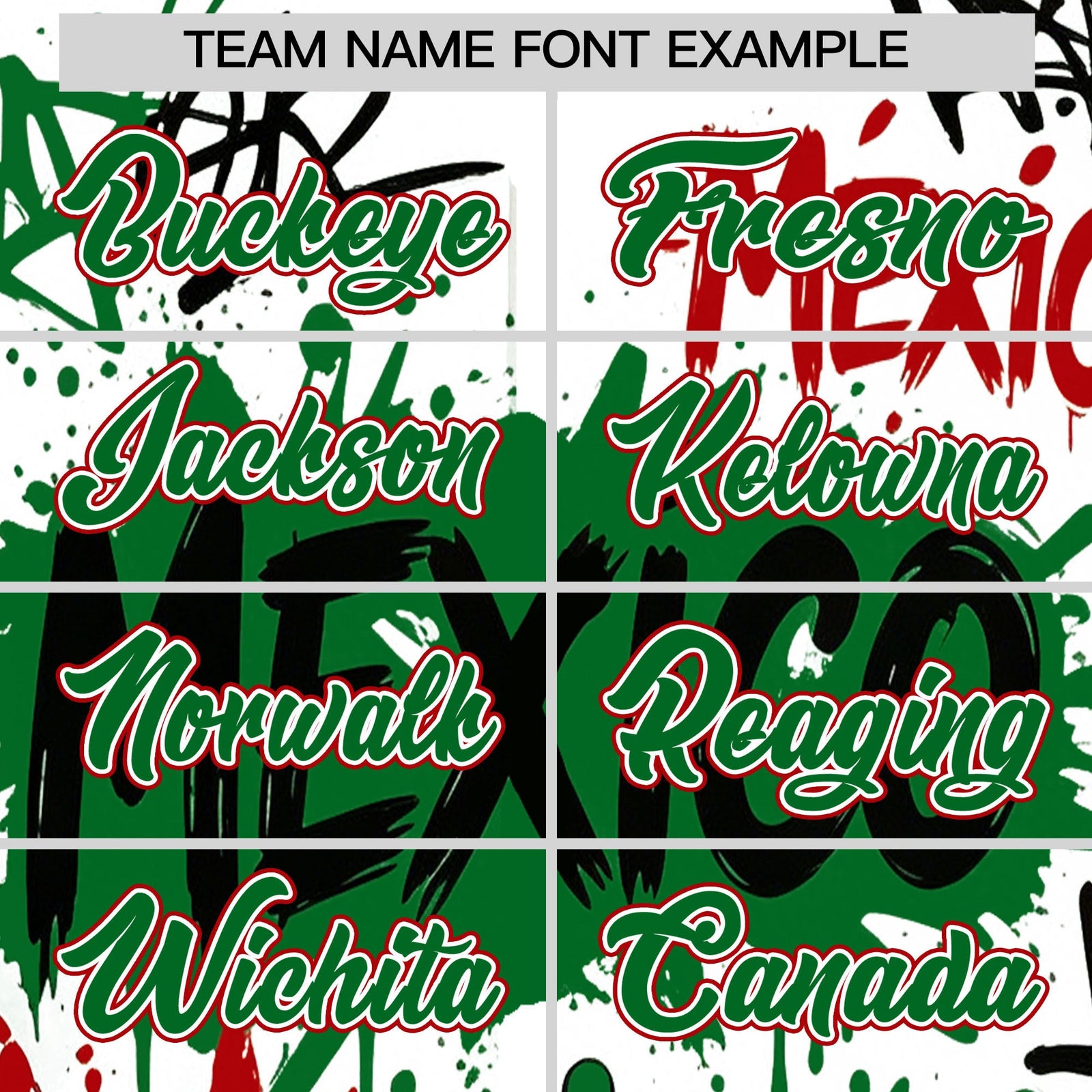 Custom White Kelly Green Red Graffiti Pattern Mexican style Stretch Fabric Baseball Jersey| KXKSHOP