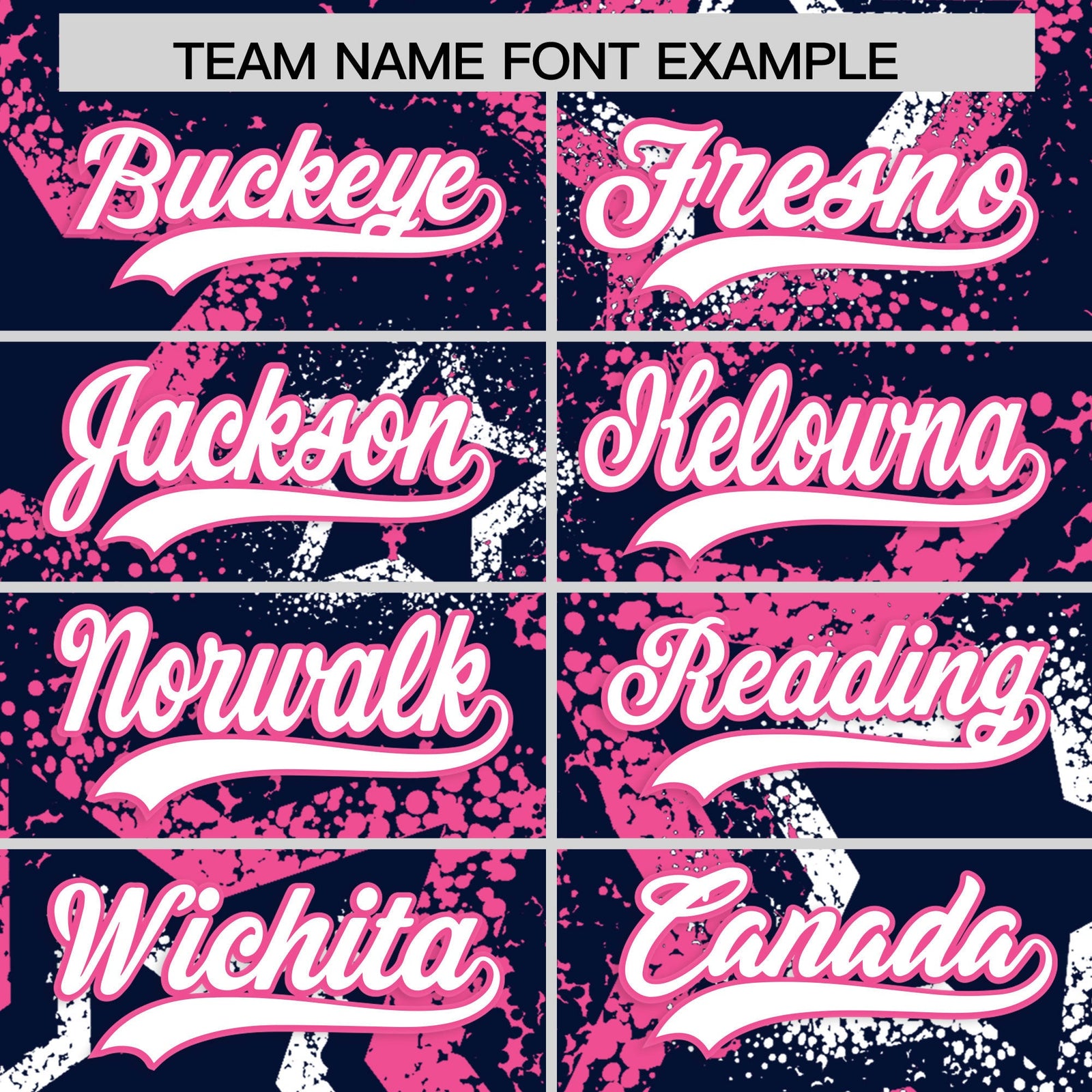 Custom Navy White Pink Star-Shaped Ink Texture Graffiti Pattern Baseball Jersey | Sublimation Printed & Stitched,Add Name and Numbern,Perfect for Parties,Perfect for Training | KXKSHOP