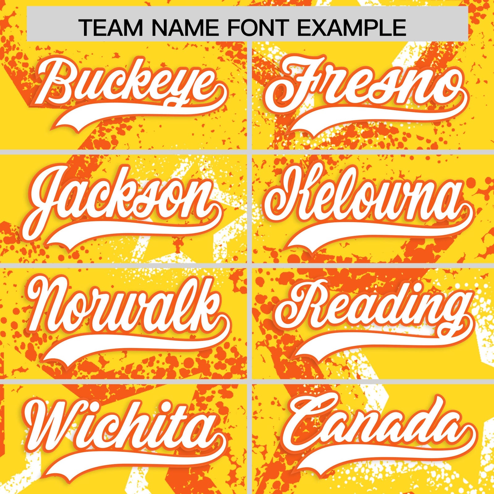 Custom Gold Orange White Star-Shaped Ink Texture Graffiti Pattern Baseball Jersey | Sublimation Printed & Stitched,Add Name and Numbern,Perfect for Parties,Perfect for Training | KXKSHOP