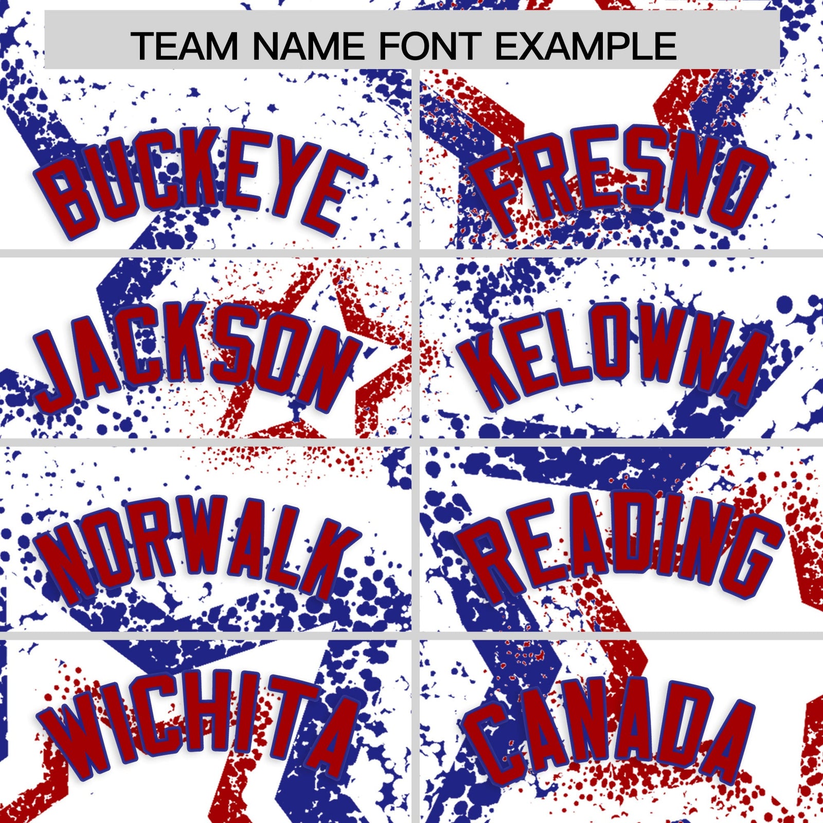 Custom White Royal Blue Red Star-Shaped Ink Texture Graffiti Pattern Baseball Jersey | Sublimation Printed & Stitched,Add Name and Numbern,Perfect for Parties,Perfect for Training | KXKSHOP