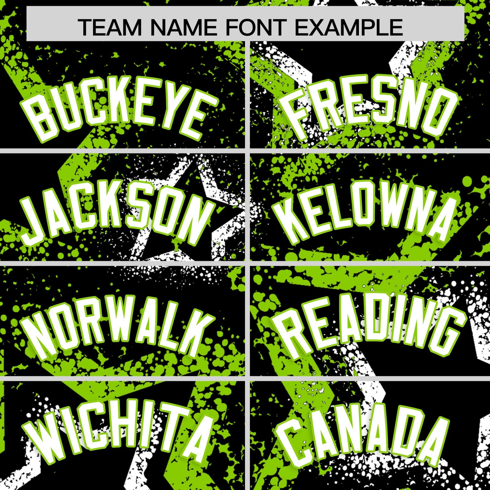Custom Black White Neon Green Star-Shaped Ink Texture Graffiti Pattern Baseball Jersey | Sublimation Printed & Stitched,Add Name and Numbern,Perfect for Parties,Perfect for Training | KXKSHOP