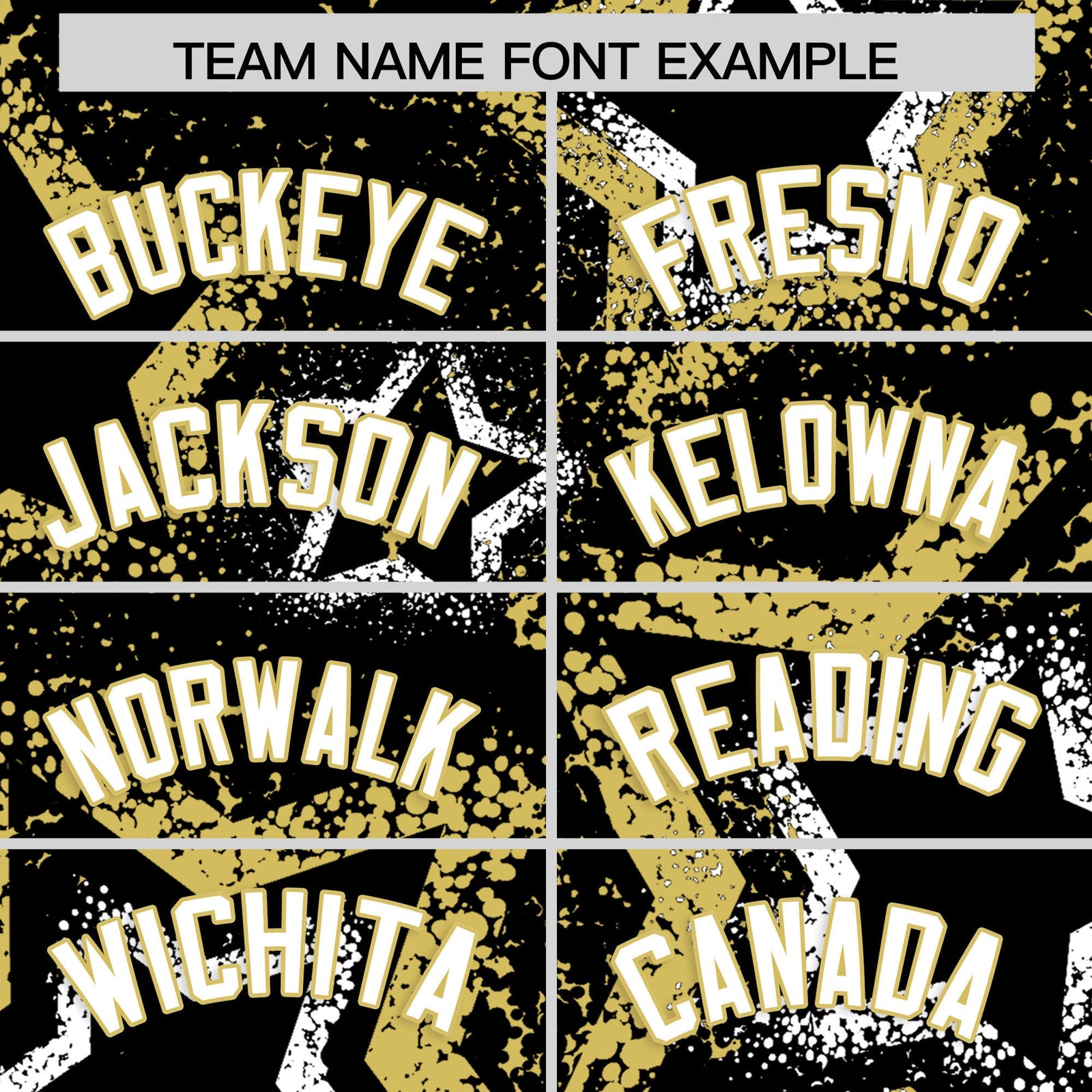 Custom Black White Old Gold Star-Shaped Ink Texture Graffiti Pattern Baseball Jersey | Sublimation Printed & Stitched,Add Name and Numbern,Perfect for Parties,Perfect for Training | KXKSHOP