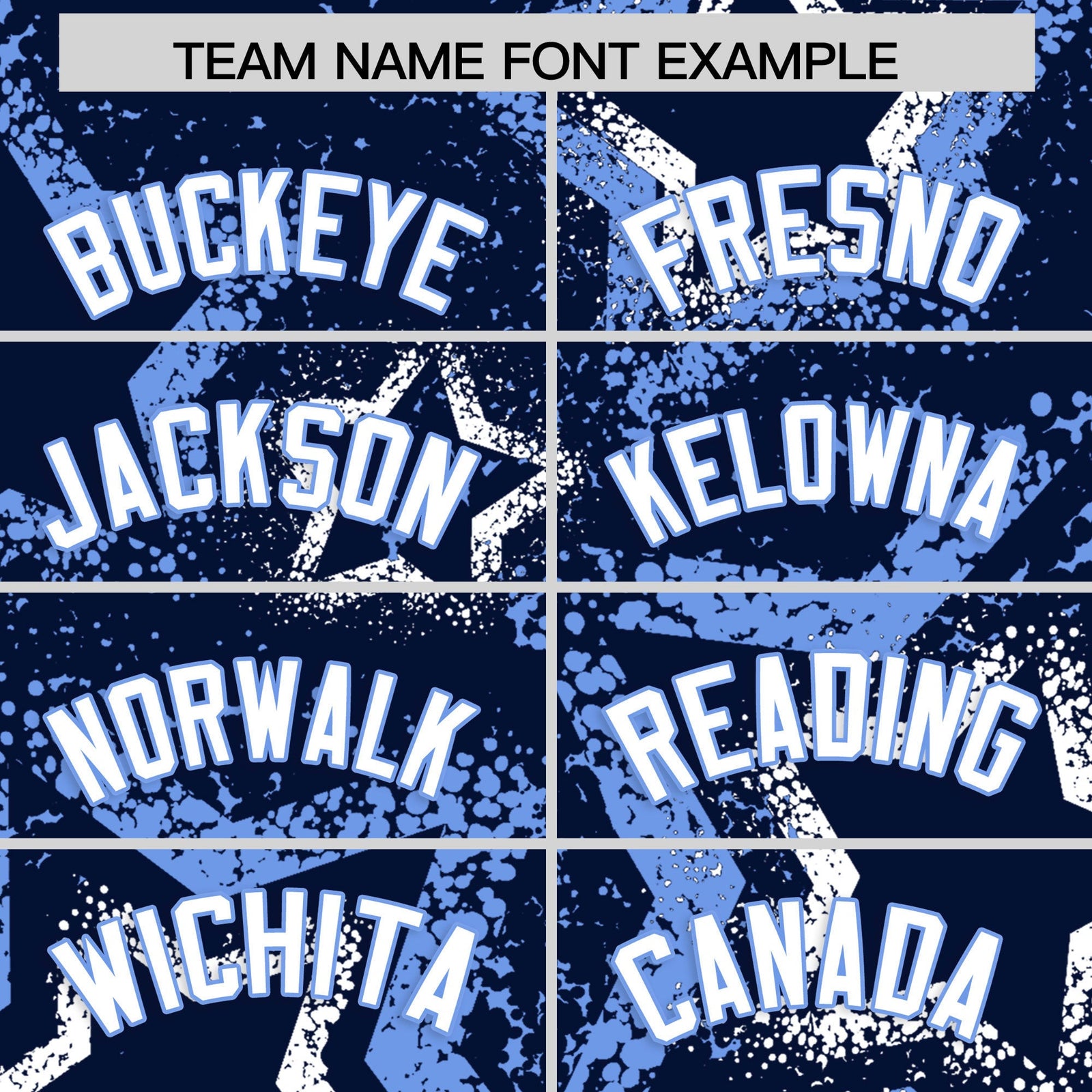 Custom Navy White Light Blue Star-Shaped Ink Texture Graffiti Pattern Baseball Jersey | Sublimation Printed & Stitched,Add Name and Numbern,Perfect for Parties,Perfect for Training | KXKSHOP