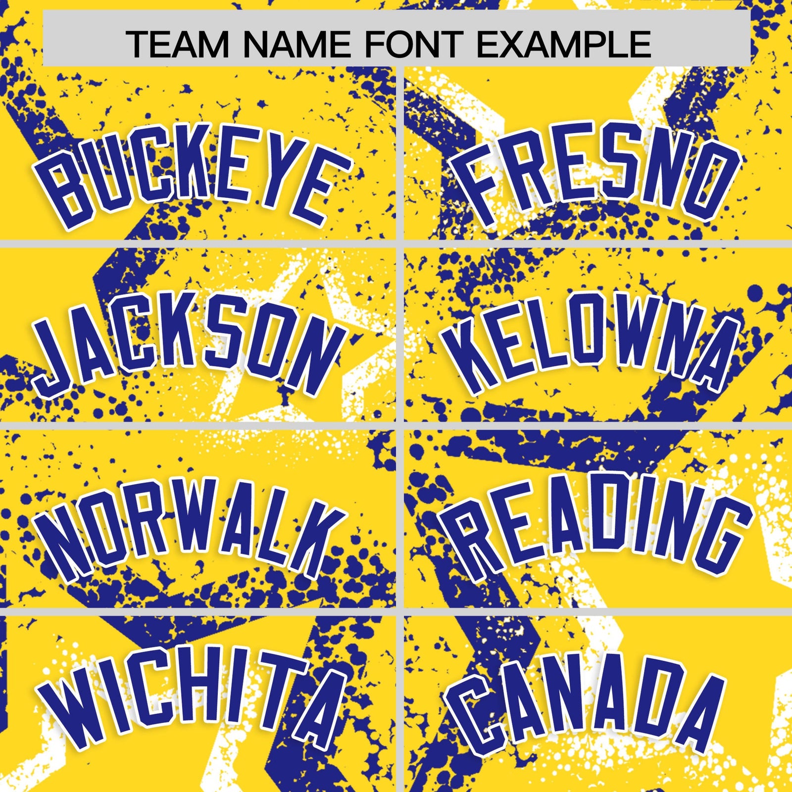 Custom Gold White Royal Blue Star-Shaped Ink Texture Graffiti Pattern Baseball Jersey | Sublimation Printed & Stitched,Add Name and Numbern,Perfect for Parties,Perfect for Training | KXKSHOP