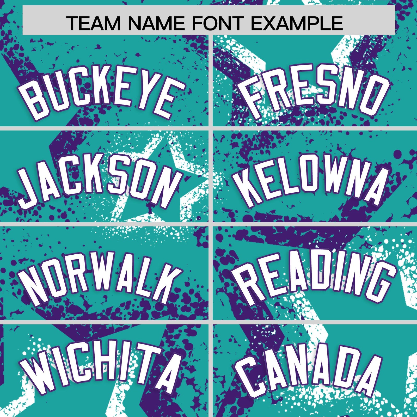 Custom Aqua White Purple Star-Shaped Ink Texture Graffiti Pattern Baseball Jersey | Sublimation Printed & Stitched,Add Name and Numbern,Perfect for Parties,Perfect for Training | KXKSHOP
