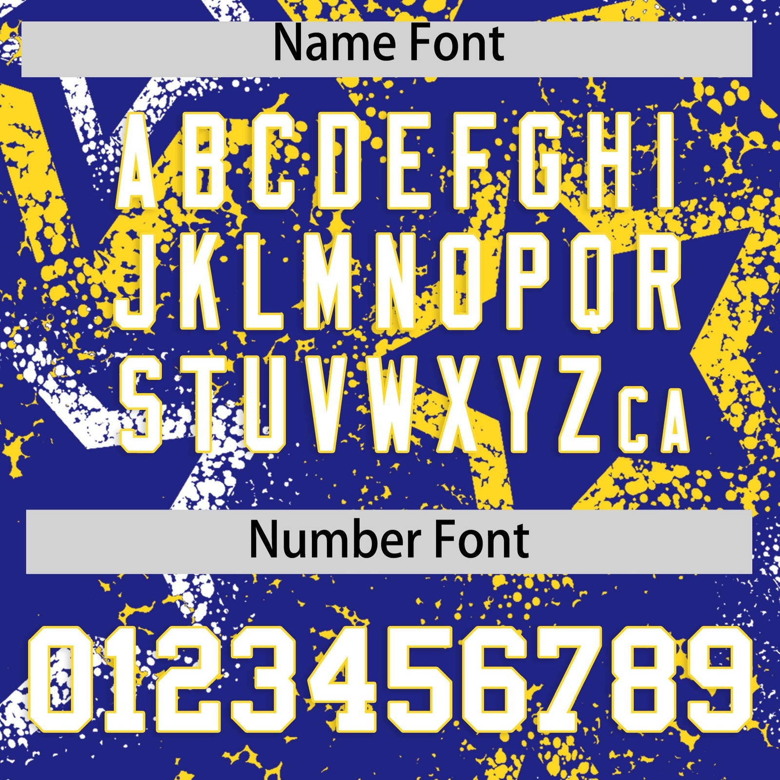 Custom Royal Blue White Gold Star-Shaped Ink Texture Graffiti Pattern Baseball Jersey | Sublimation Printed & Stitched,Add Name and Numbern,Perfect for Parties,Perfect for Training | KXKSHOP