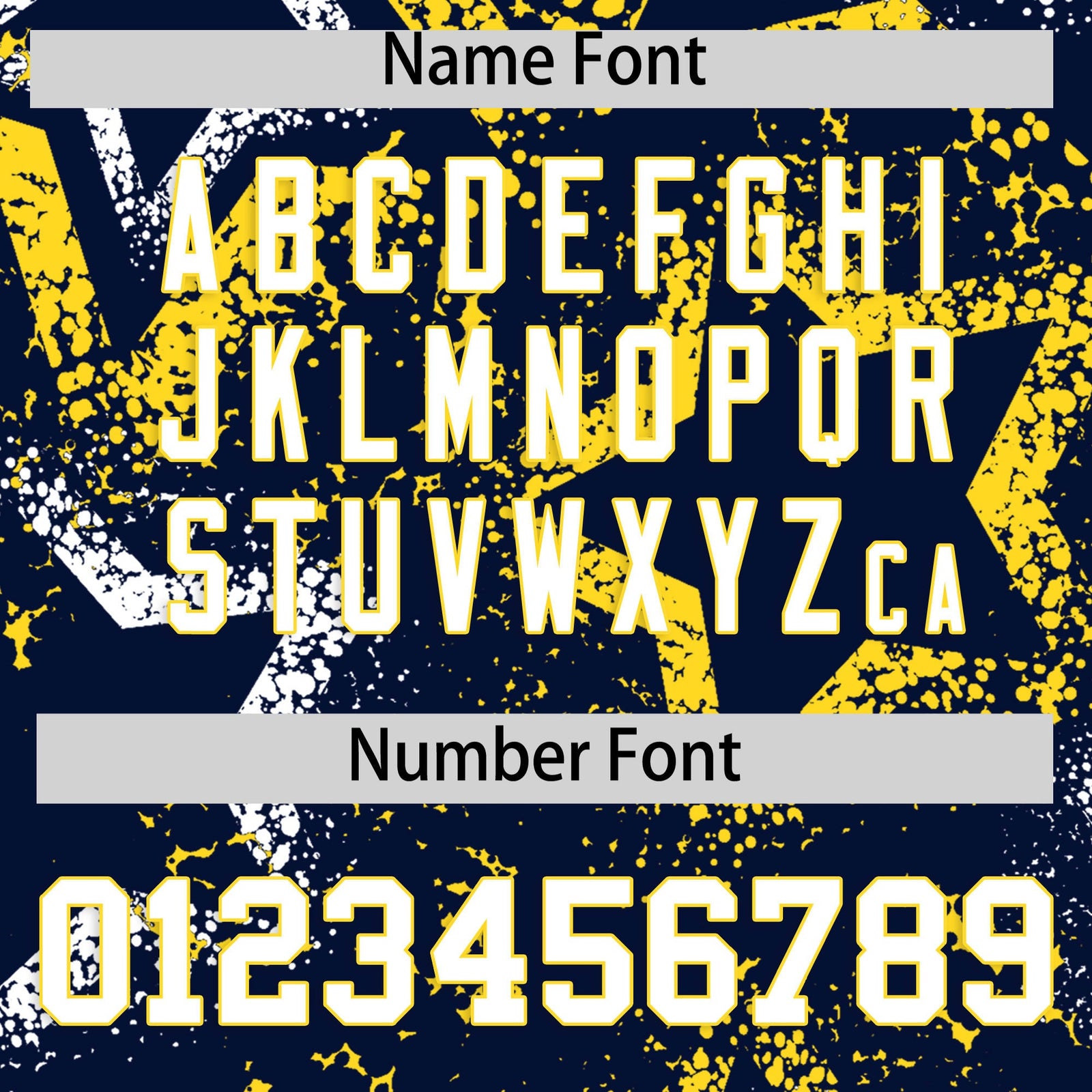 Custom Navy White Gold Star-Shaped Ink Texture Graffiti Pattern Baseball Jersey | Sublimation Printed & Stitched,Add Name and Numbern,Perfect for Parties,Perfect for Training | KXKSHOP