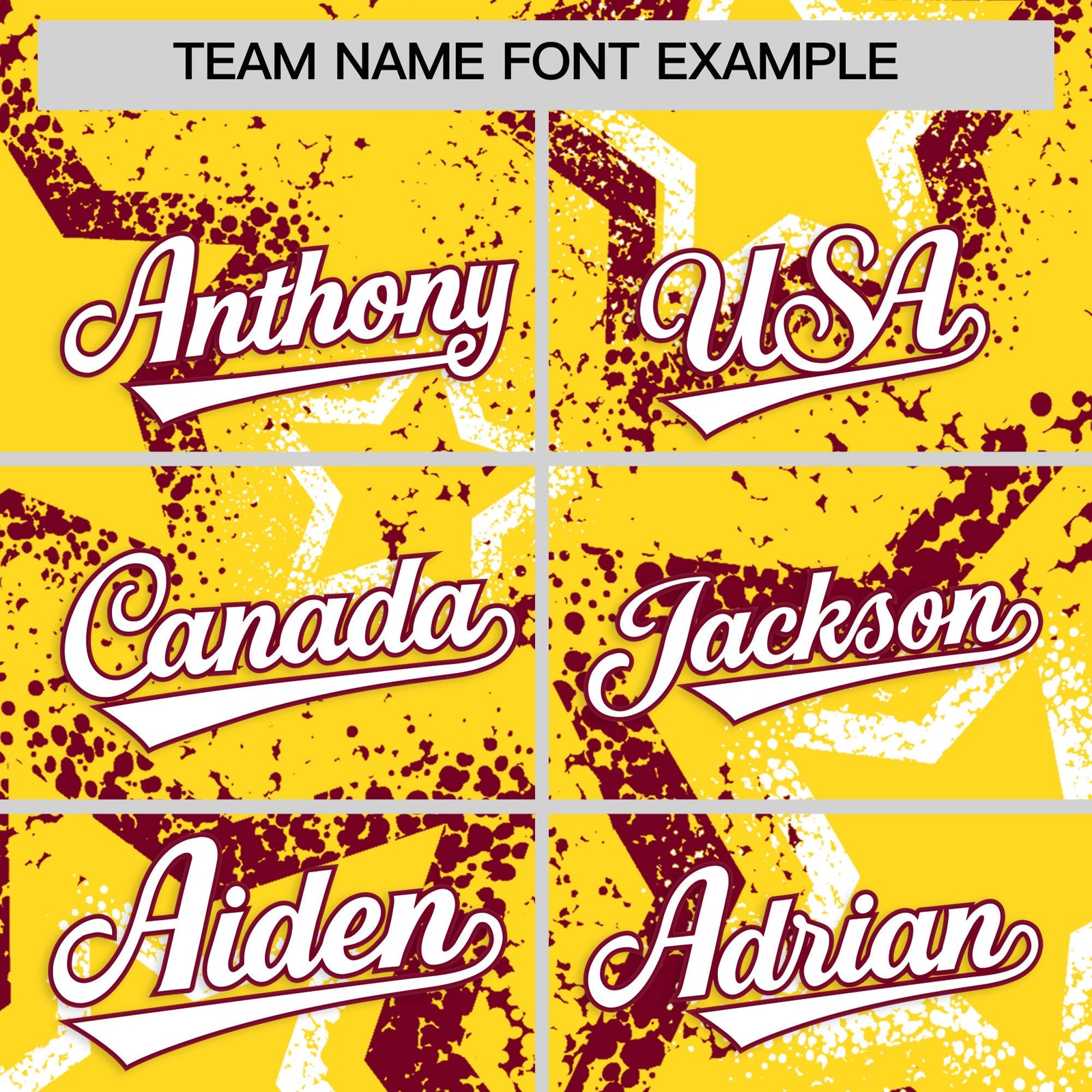 Custom Gold White Crimson Star-Shaped Ink Texture Graffiti Pattern Baseball Jersey | Sublimation Printed & Stitched,Add Name and Numbern,Perfect for Parties,Perfect for Training | KXKSHOP
