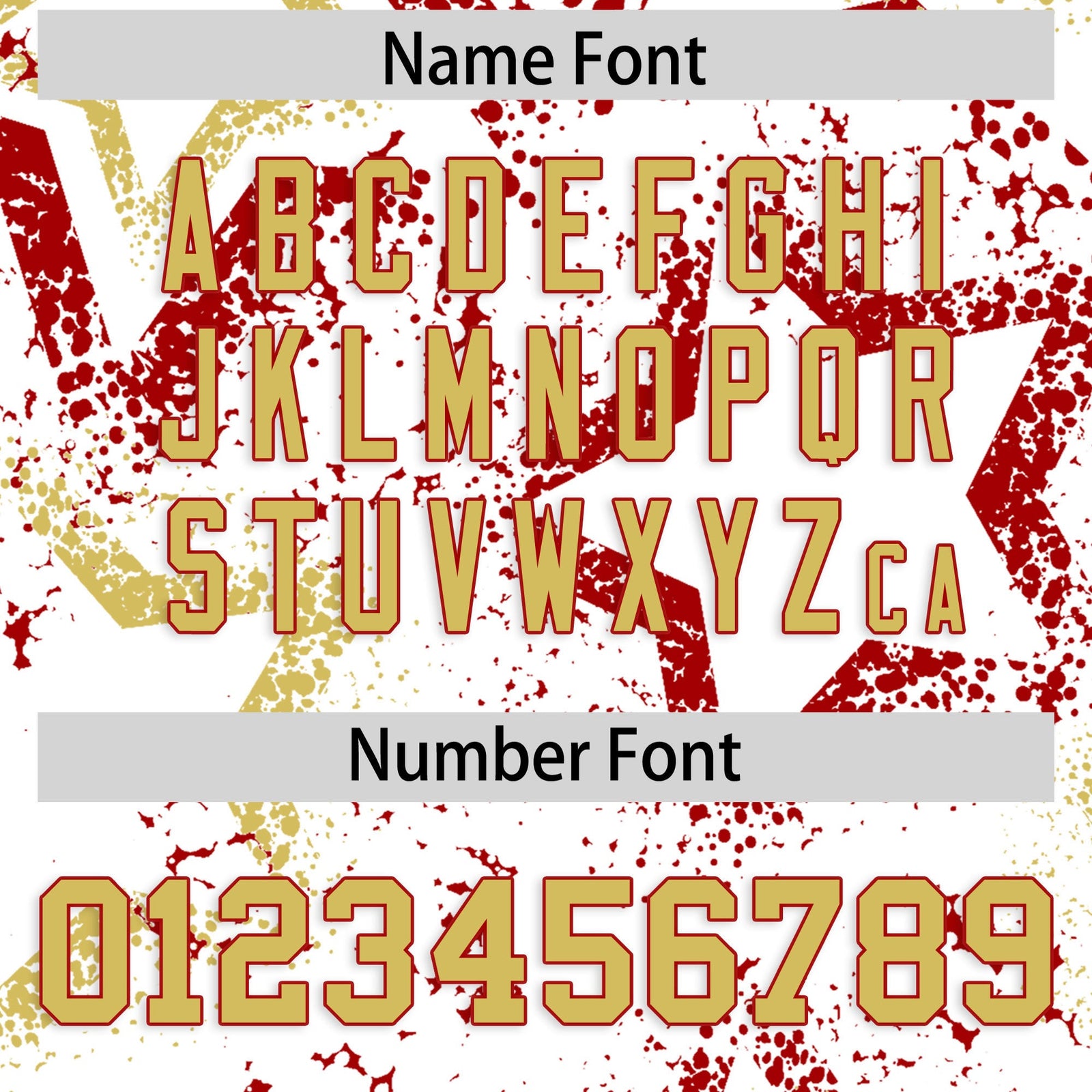 Custom White Old Gold Red Star-Shaped Ink Texture Graffiti Pattern Baseball Jersey | Sublimation Printed & Stitched,Add Name and Numbern,Perfect for Parties,Perfect for Training | KXKSHOP